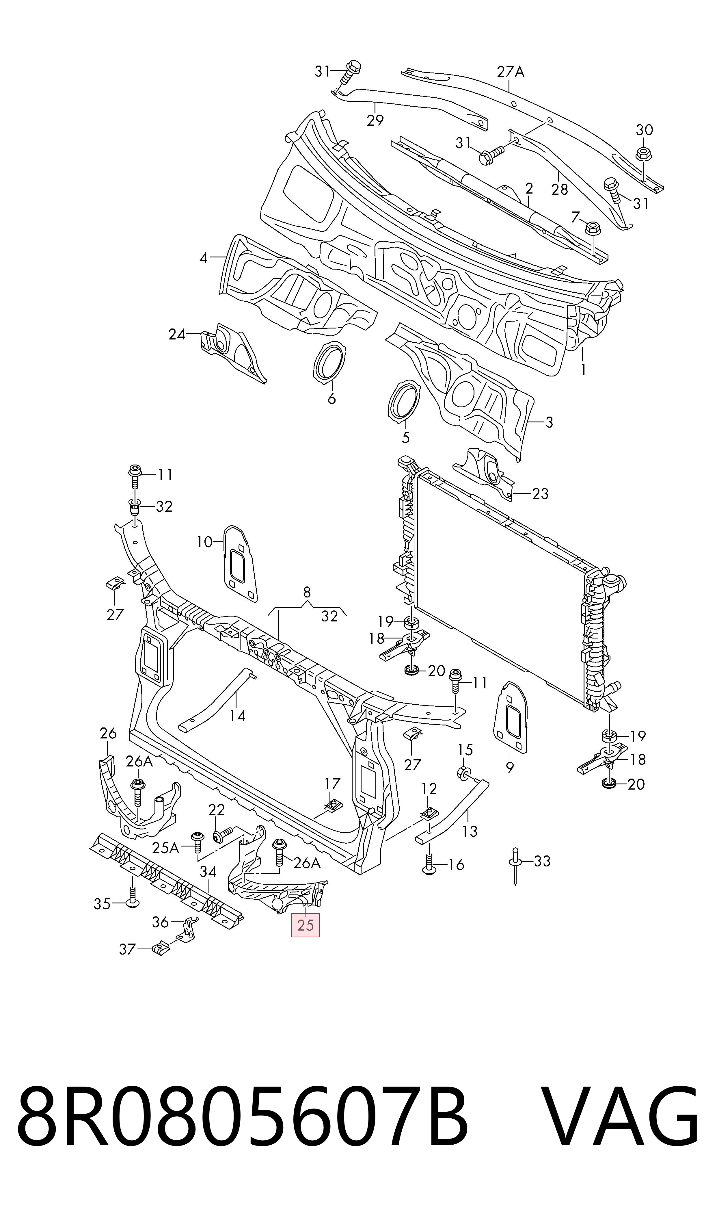 8R0805607B VAG Wsponik (adapter) mocowania reflektora przedniego lewego