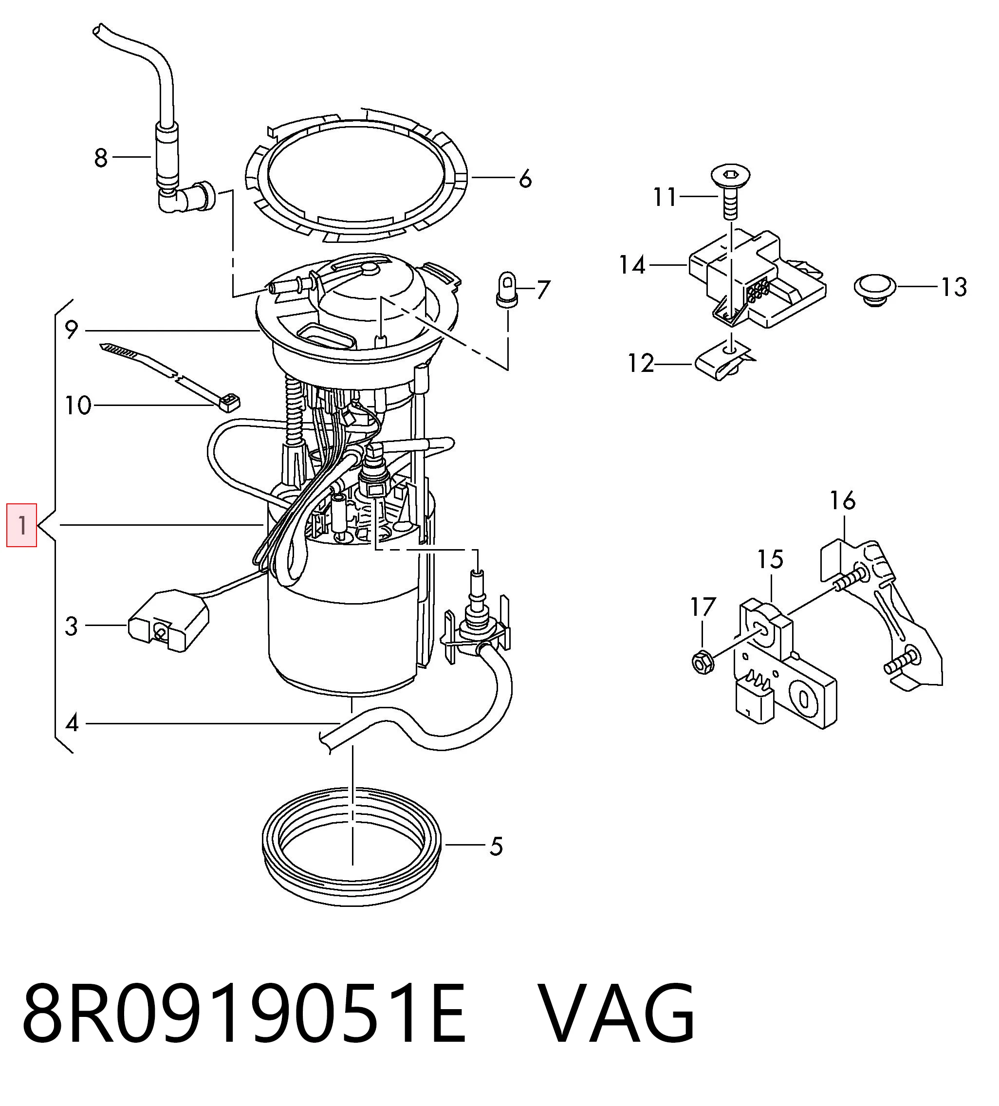 8R0919051E VAG Moduł pompy paliwowej z czujnikiem poziomu paliwa