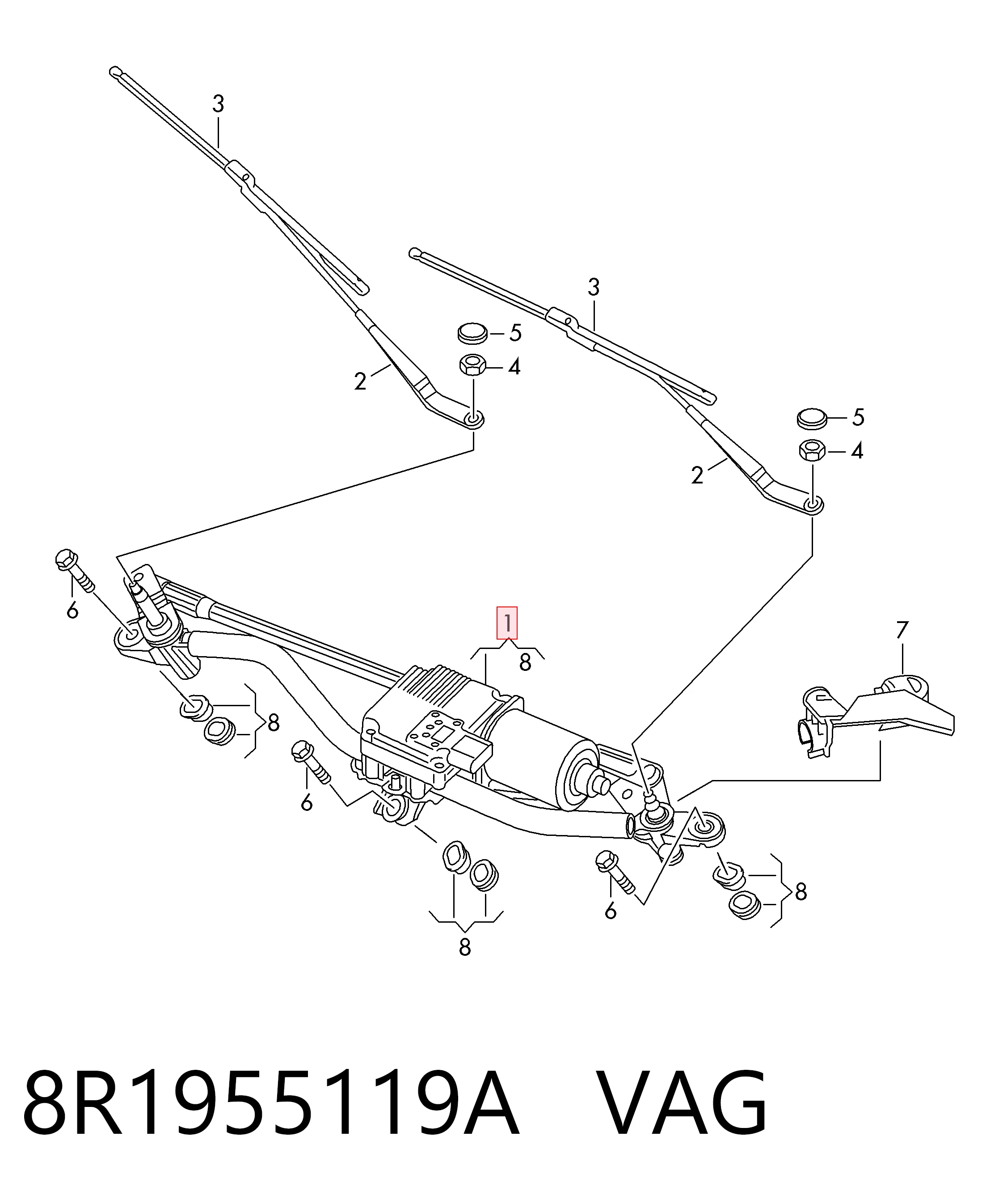 Mechanizm wycieraczek Audi Q5 SUV (8RB) (2008 - 2016) cena, od 54,72 USD