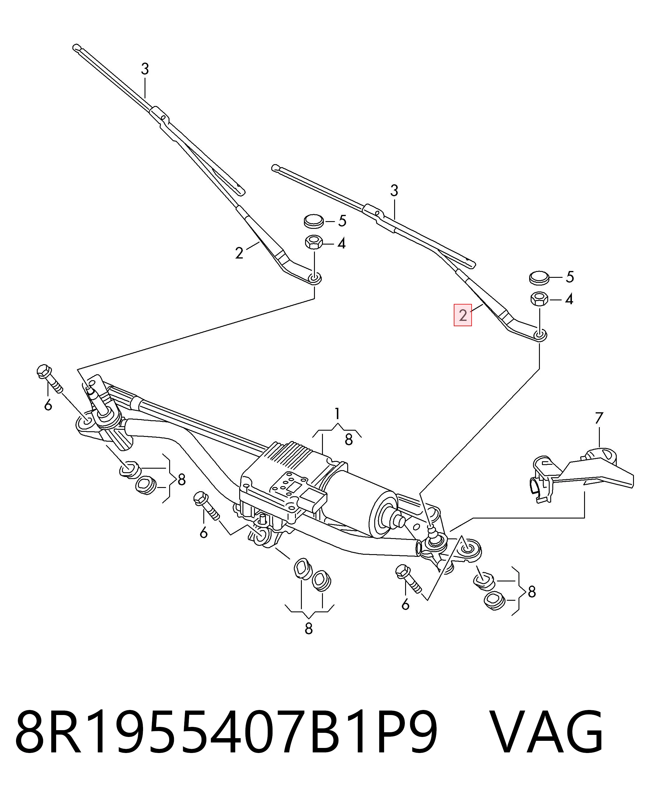 Ramię wycieraczki szyby przedniej Audi Q5 SUV (8RB) (2008 - 2016) cena, od 37,34 USD