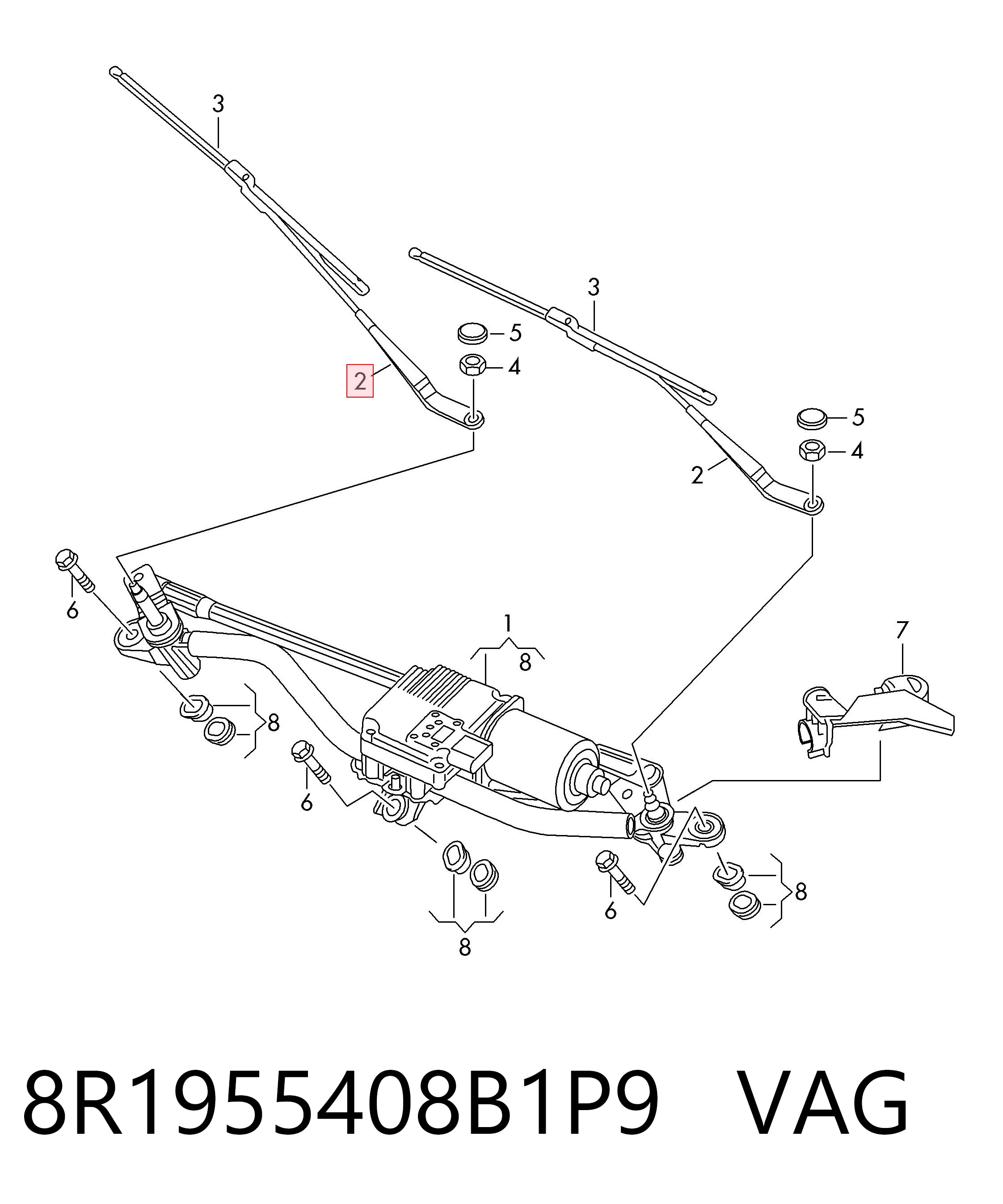 Ramię wycieraczki szyby przedniej do Audi Q5  8RB
