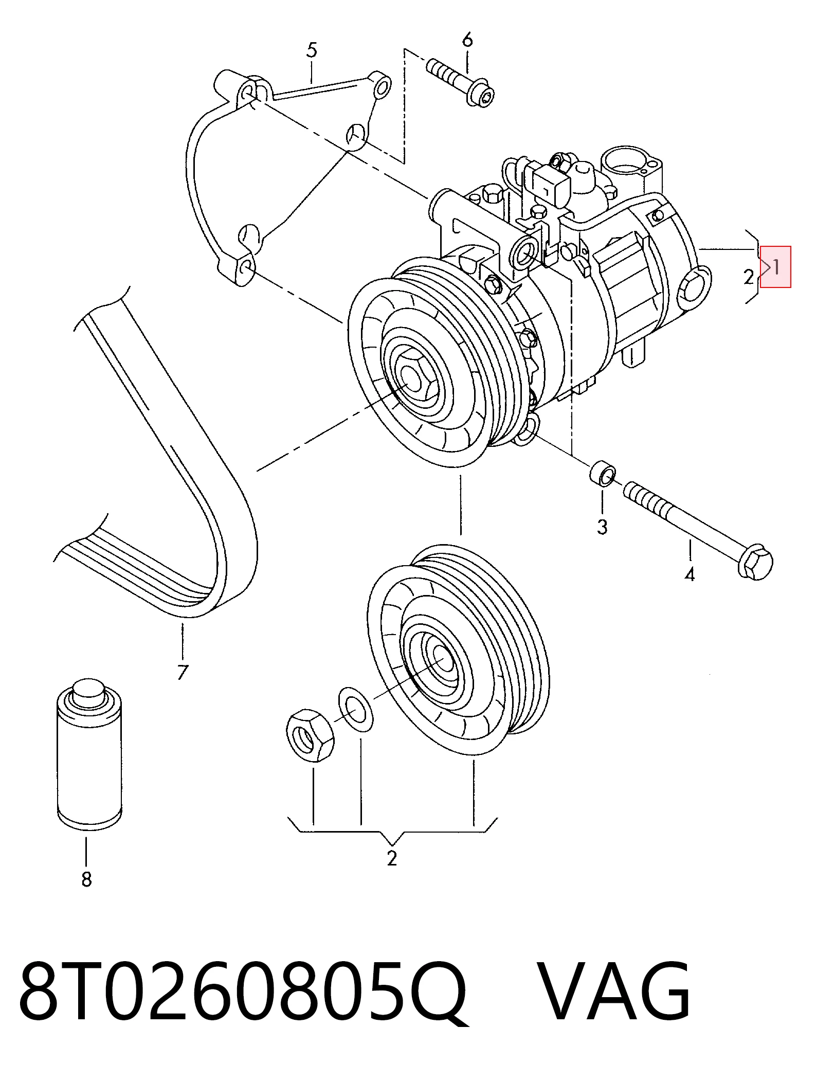 Sprężarka klimatyzacji VAG 8T0260805Q cena, od 439,82 USD