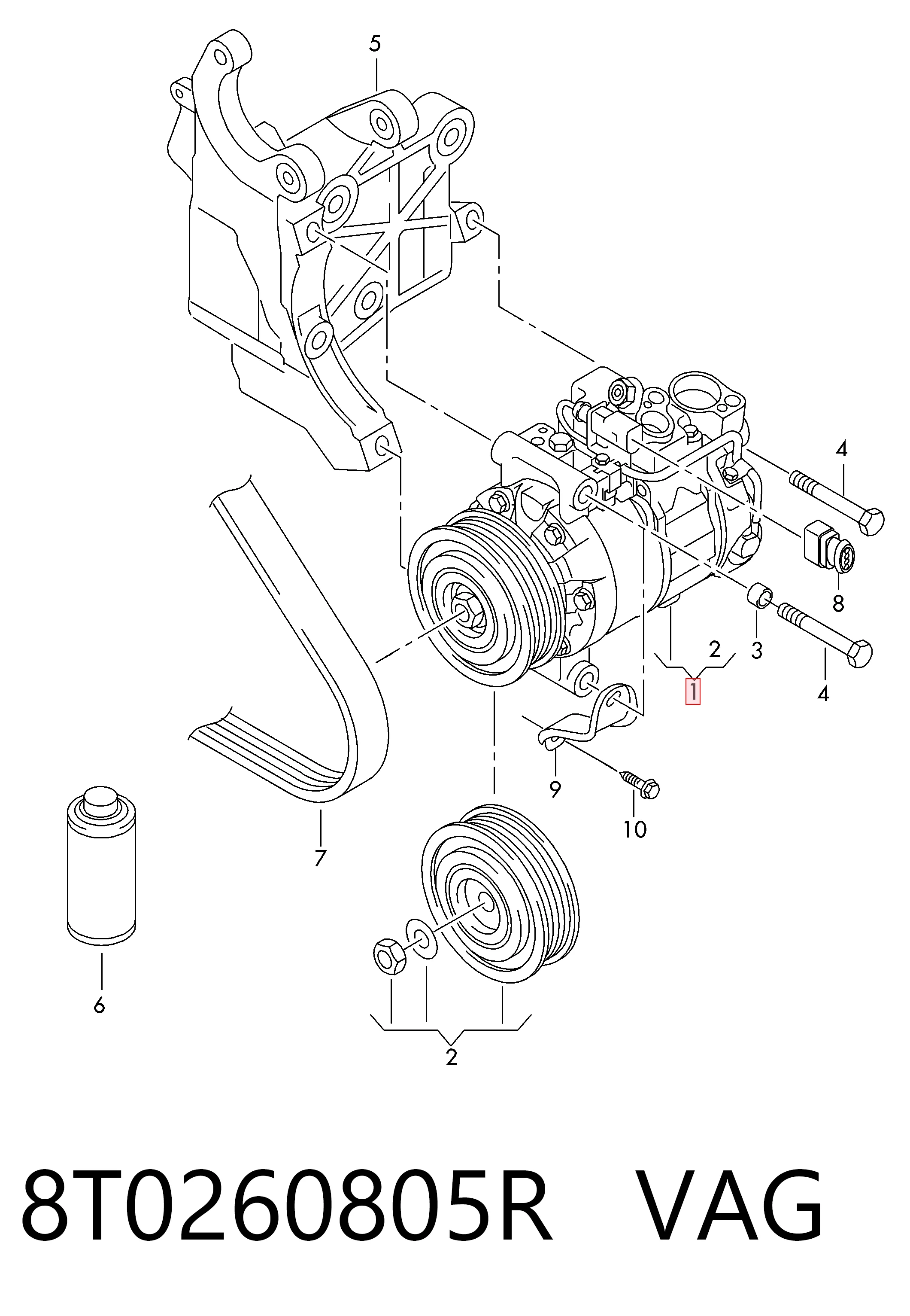 8T0260805R VAG Sprężarka klimatyzacji