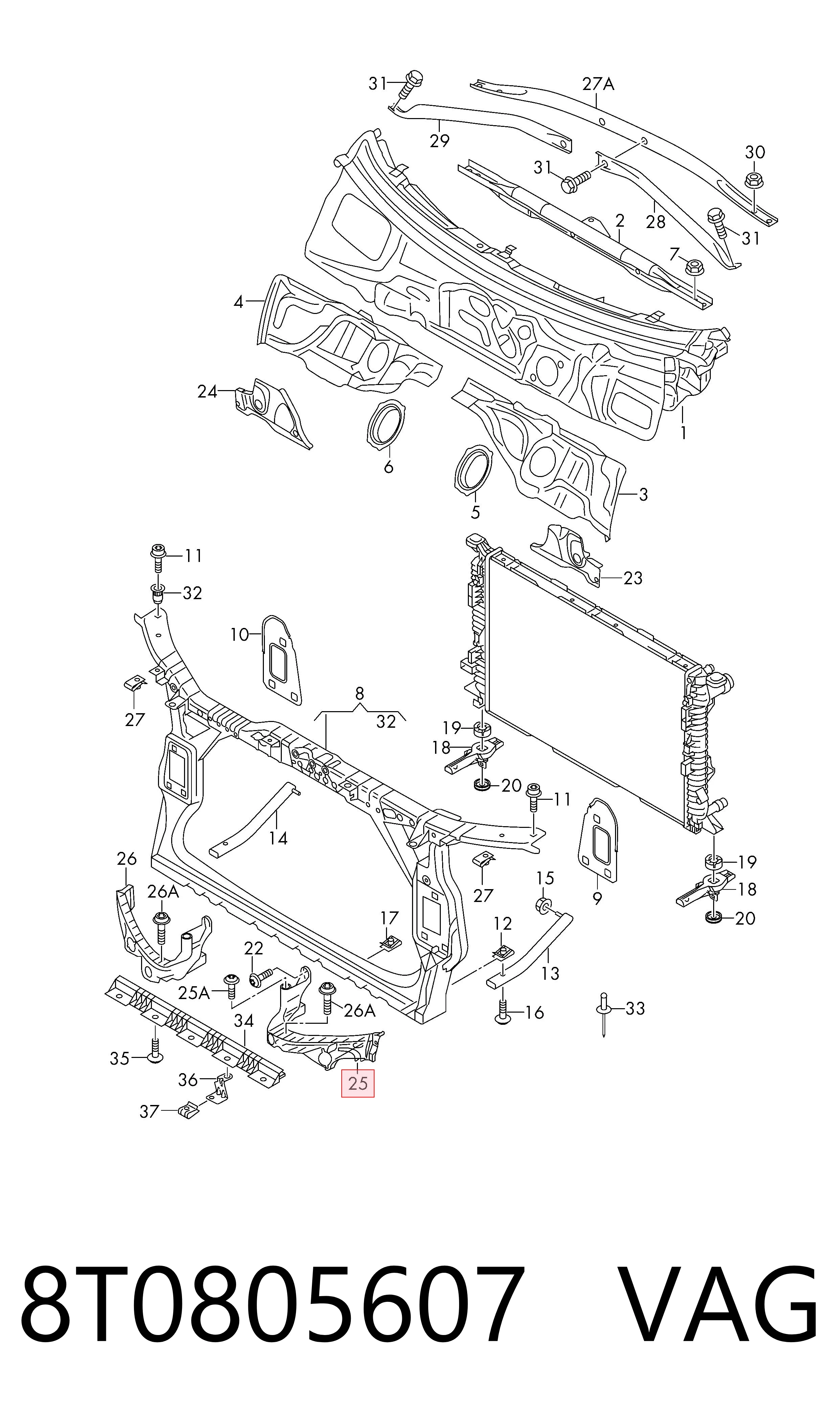 8T0805607 VAG Wsponik (adapter) mocowania reflektora przedniego lewego