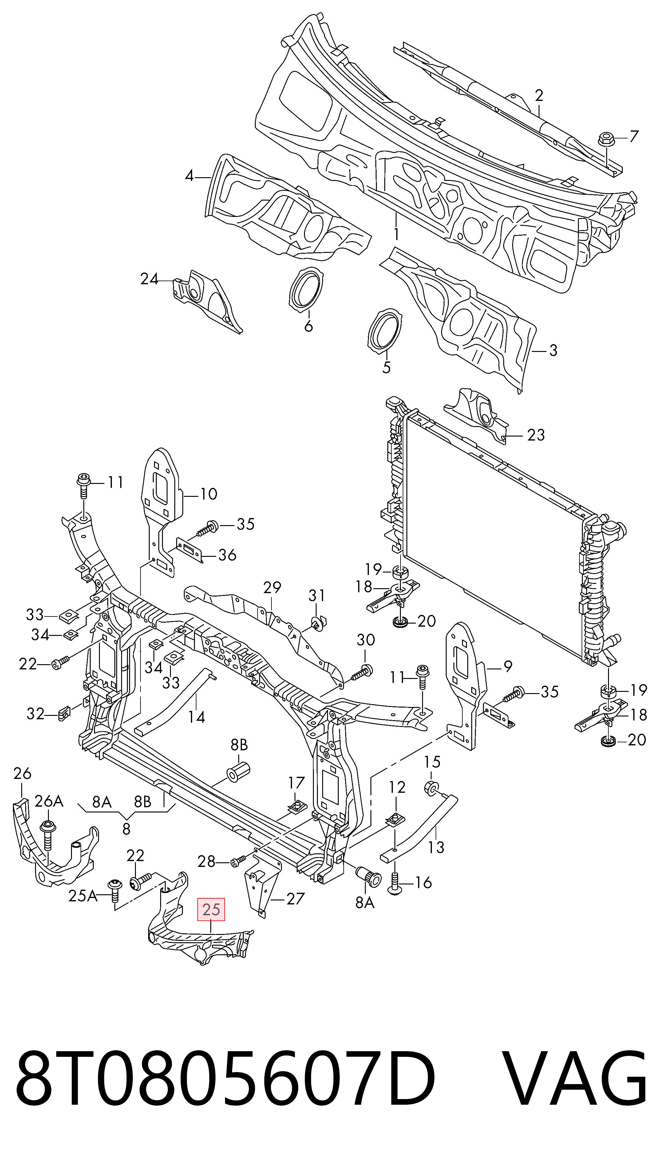 8T0805607D VAG Wsponik (adapter) mocowania reflektora przedniego lewego