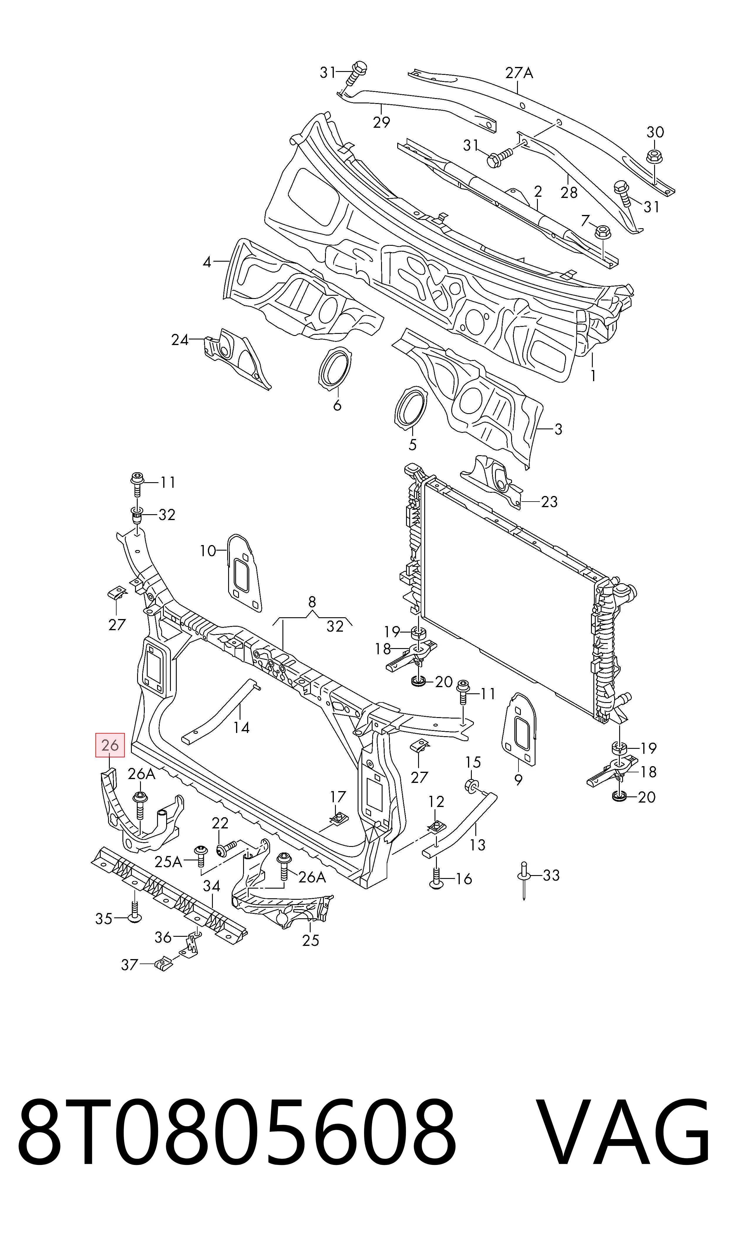 8T0805608 VAG Wspornik (adapter) mocowania reflektora przedniego prawego