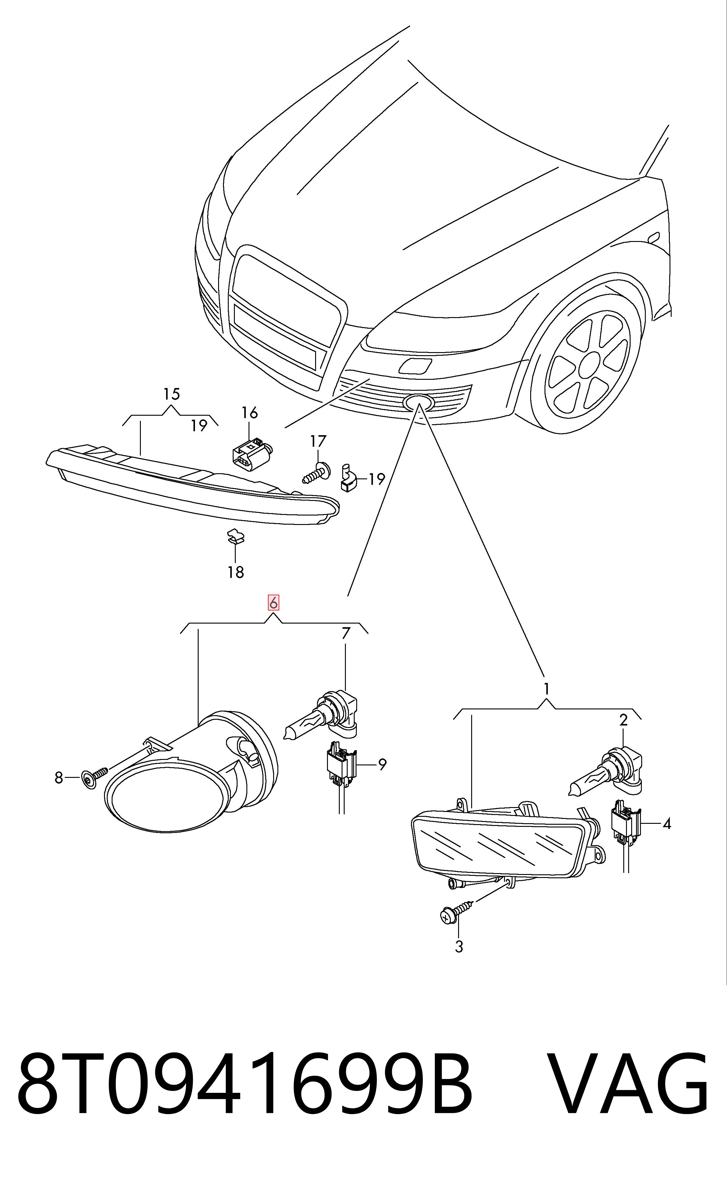 8T0941699B VAG Lampa przeciwmgielna lewa
