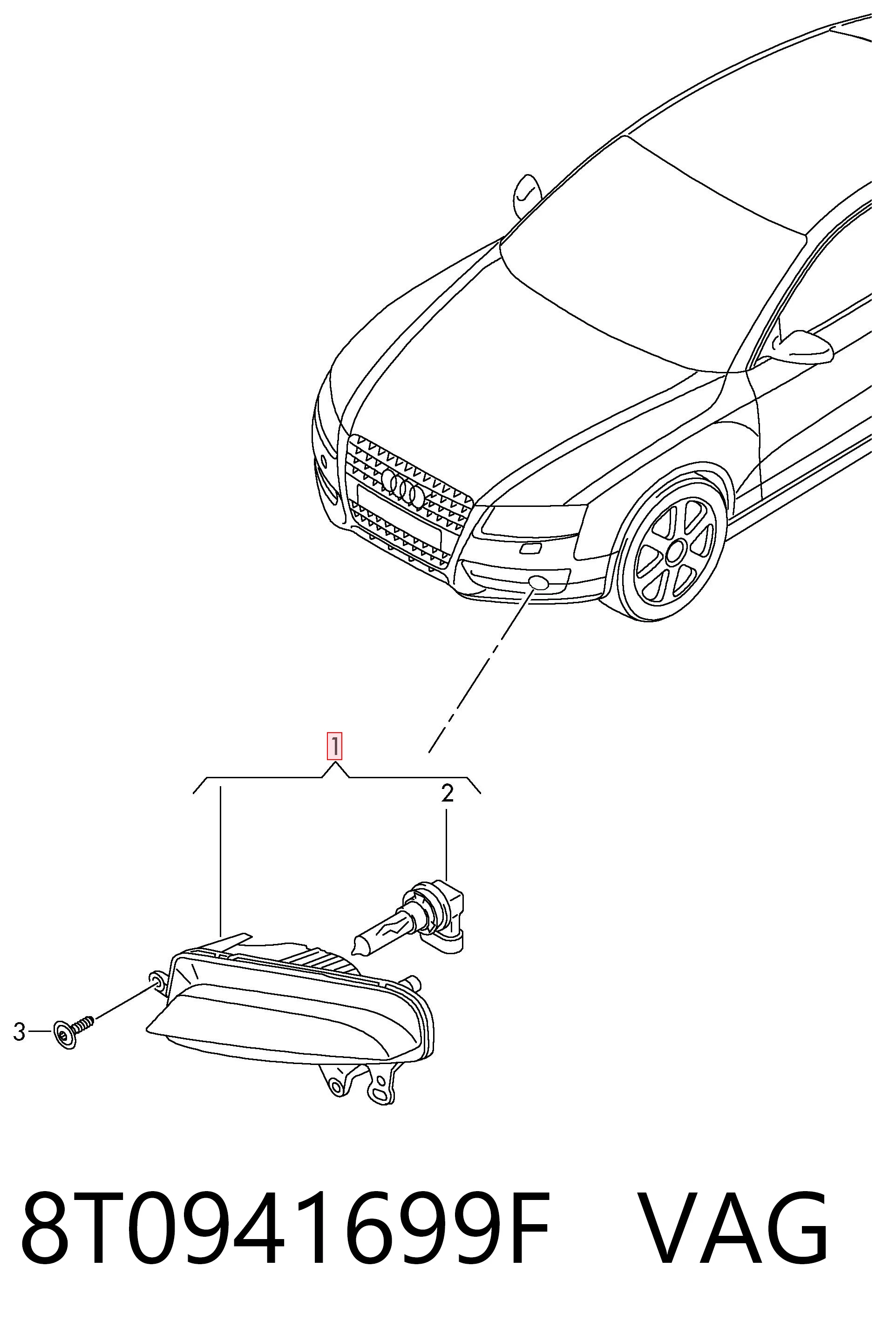 8T0941699F VAG Lampa przeciwmgielna lewa