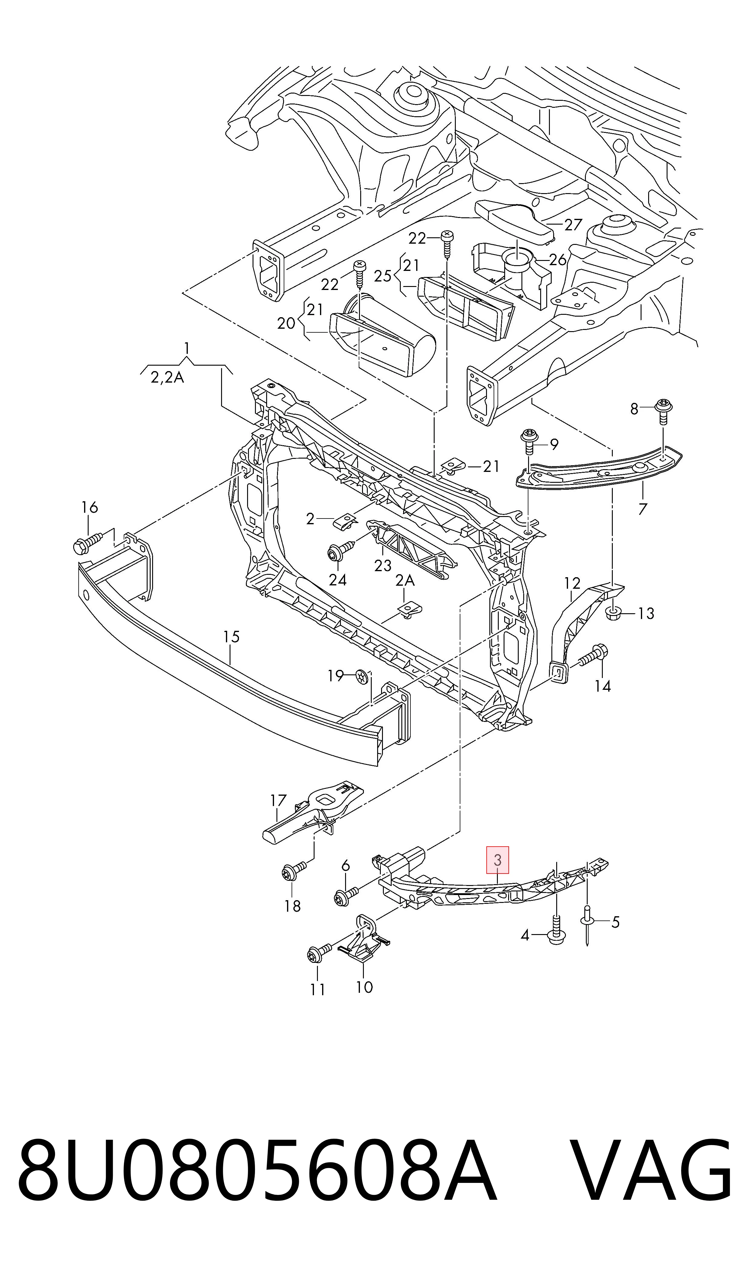 8U0805608A VAG Wspornik (adapter) mocowania reflektora przedniego prawego