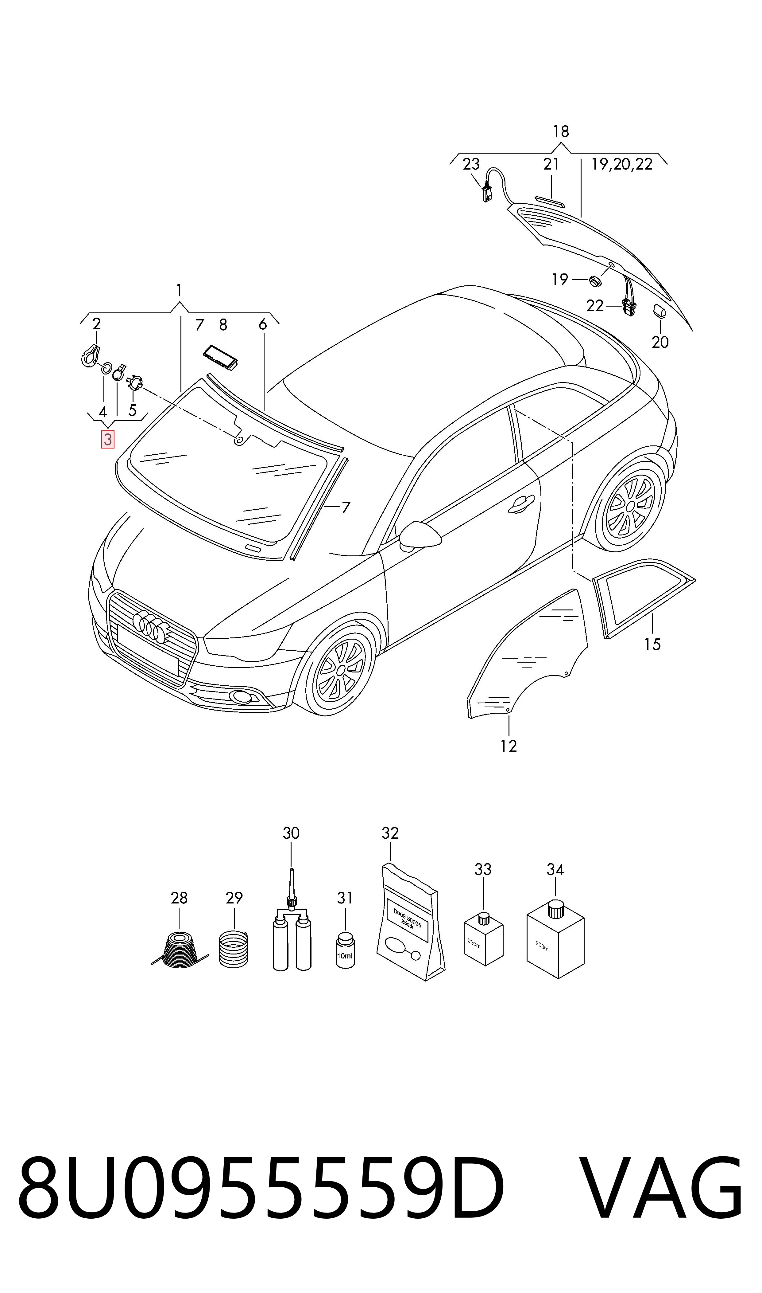 Czujnik deszczu do Audi Q3 8UB, 8UG