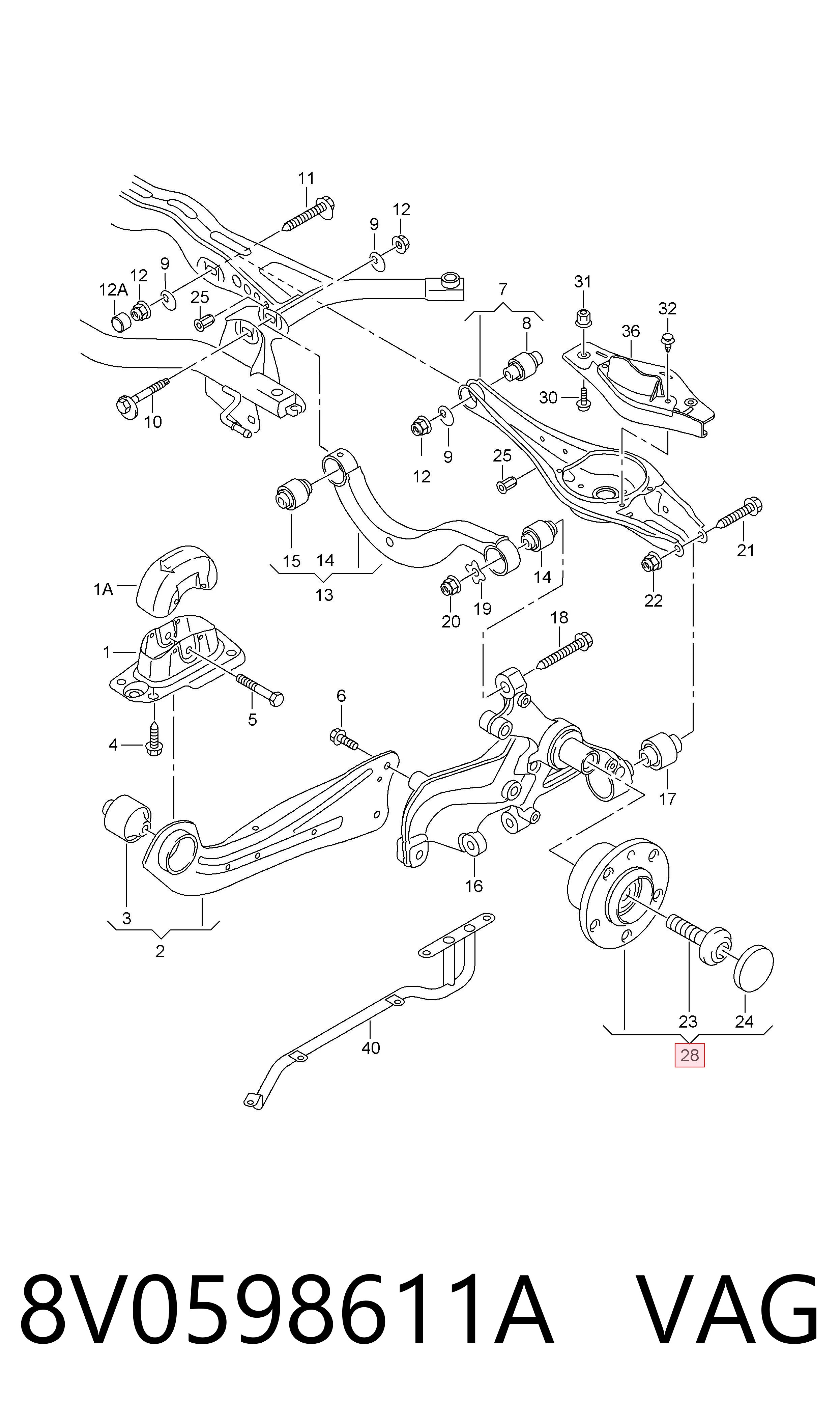 8V0598611A VAG Piasta tylna