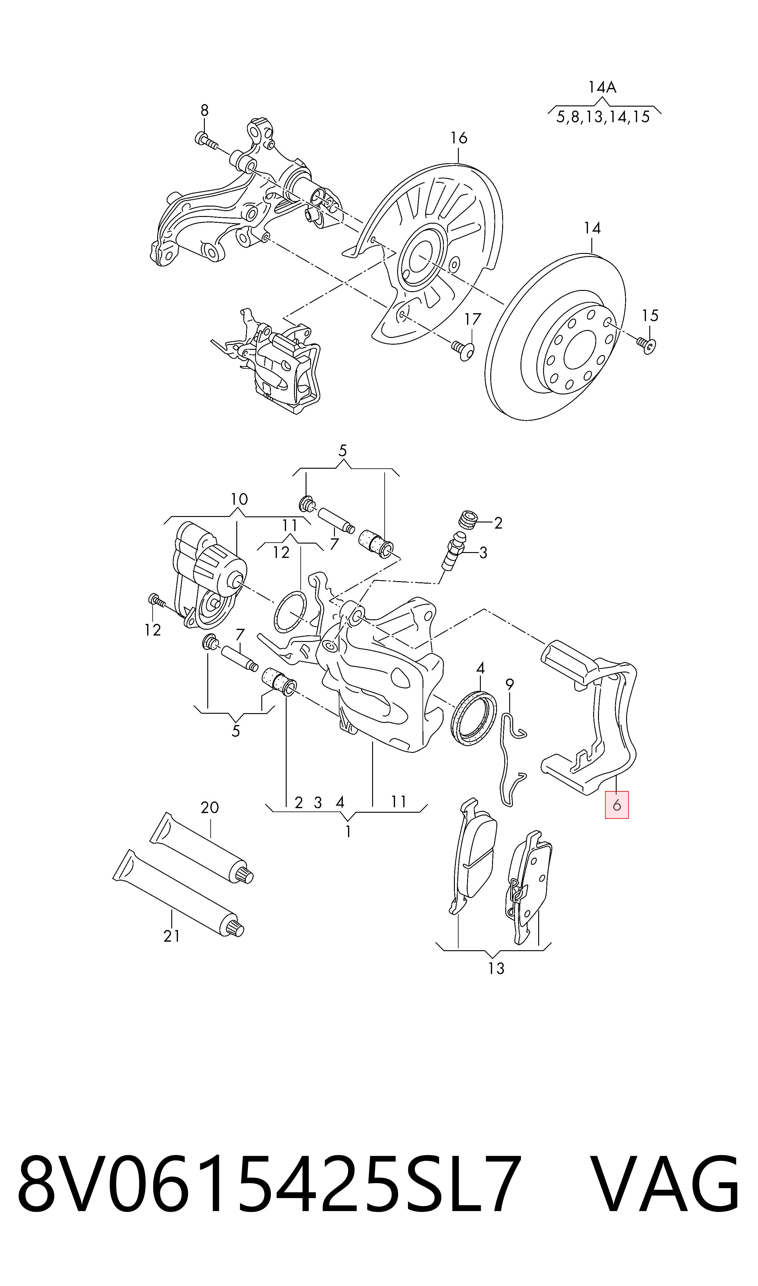 Jarzmo zacisku hamulcowego tylnego VAG 8V0615425SL7 cena, od 51,50 USD