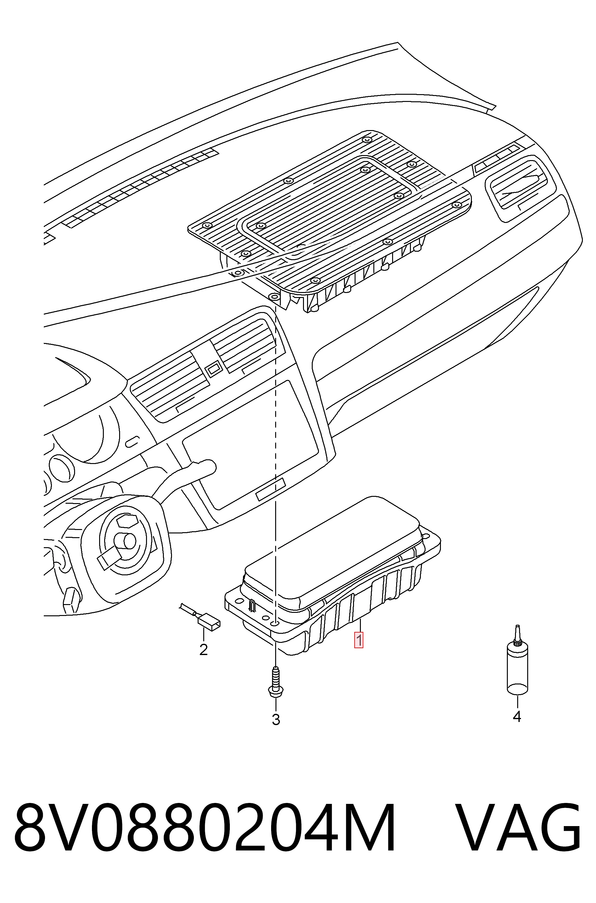 Do koszyka 8V0880204M VAG Poduszka powietrzna (Airbag) pasażera
