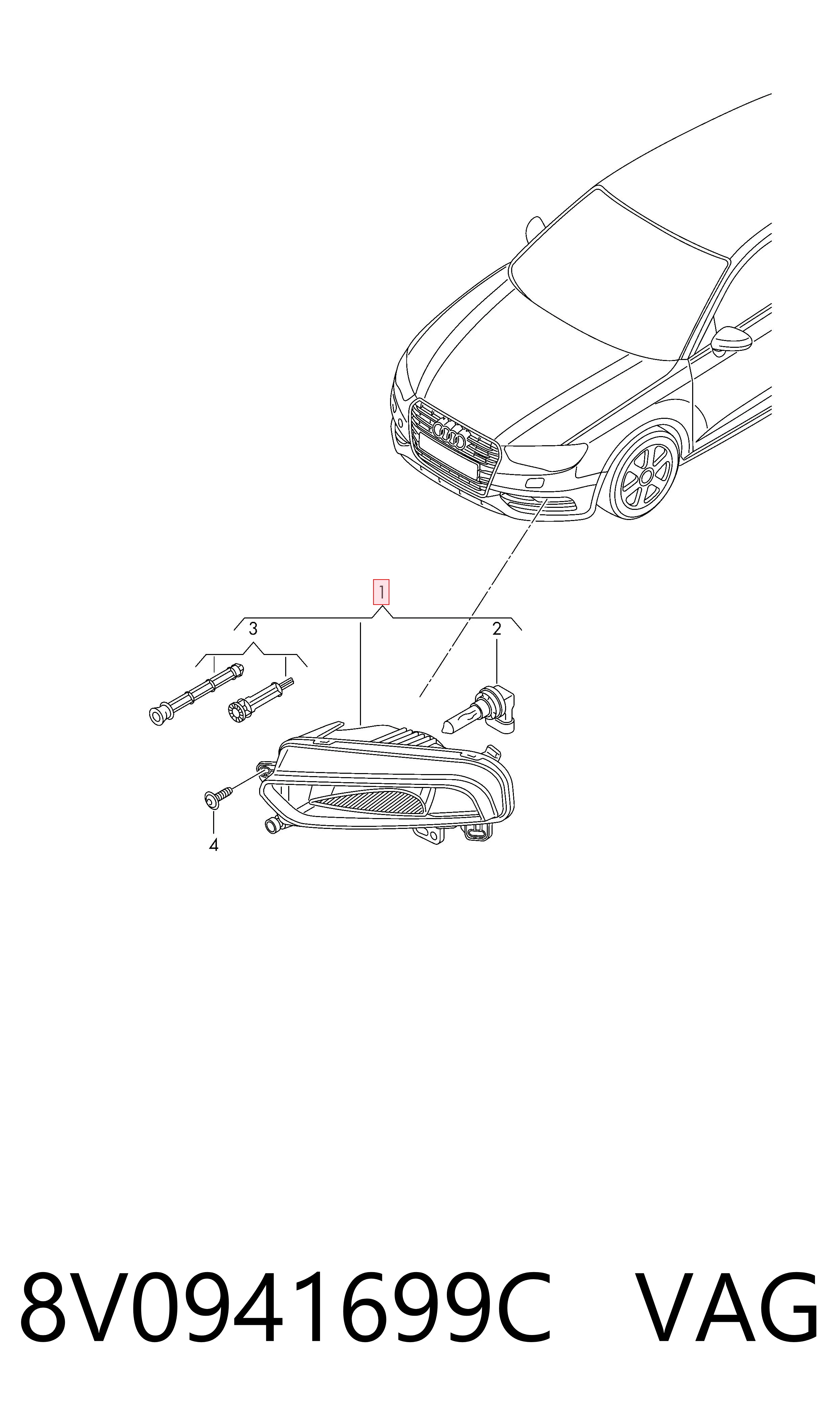 Lampa przeciwmgielna lewa Audi A3 