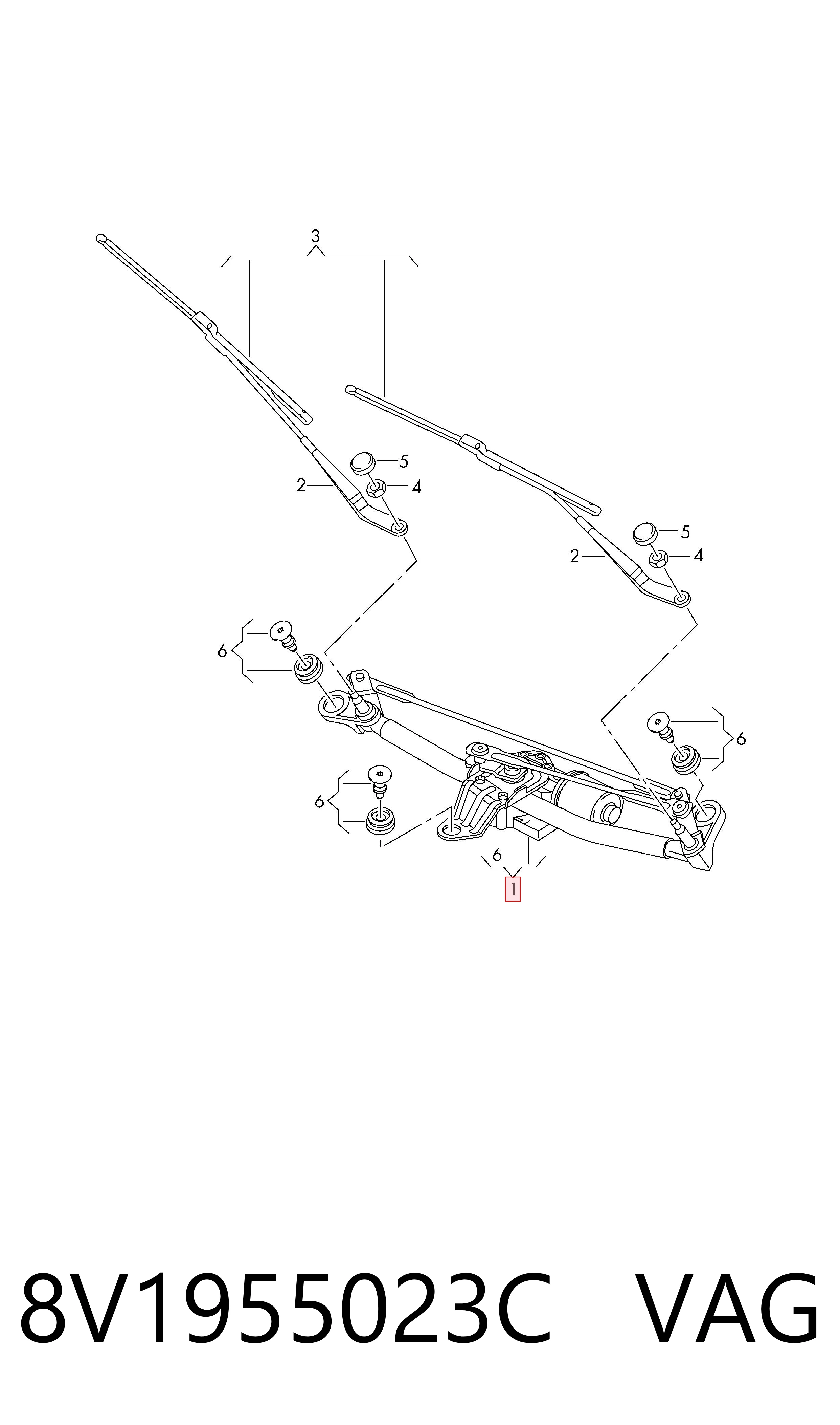 Mechanizm wycieraczek do Audi A3  8VS, 8VM
