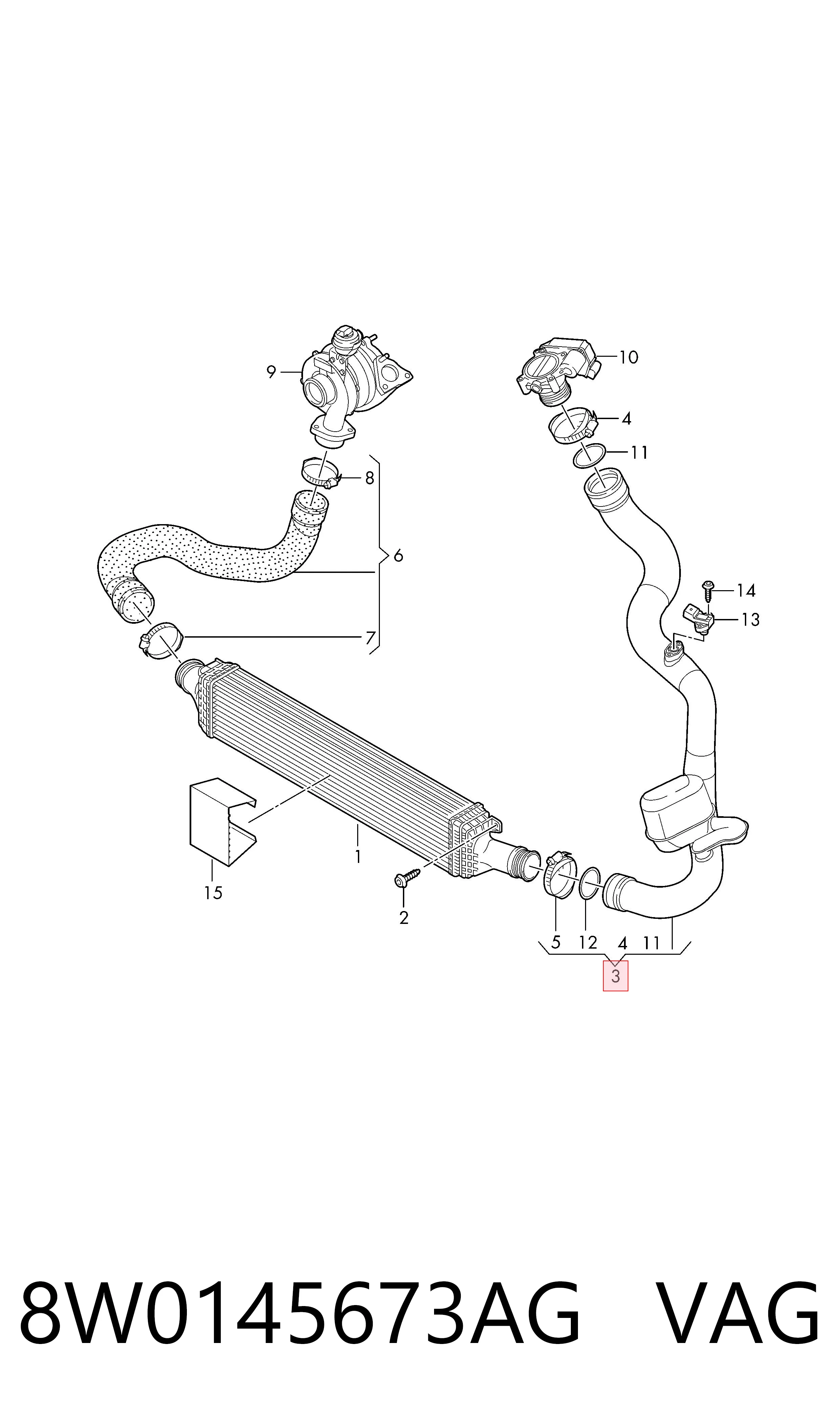8W0145673AG VAG Przewód (króciec) intercoolera