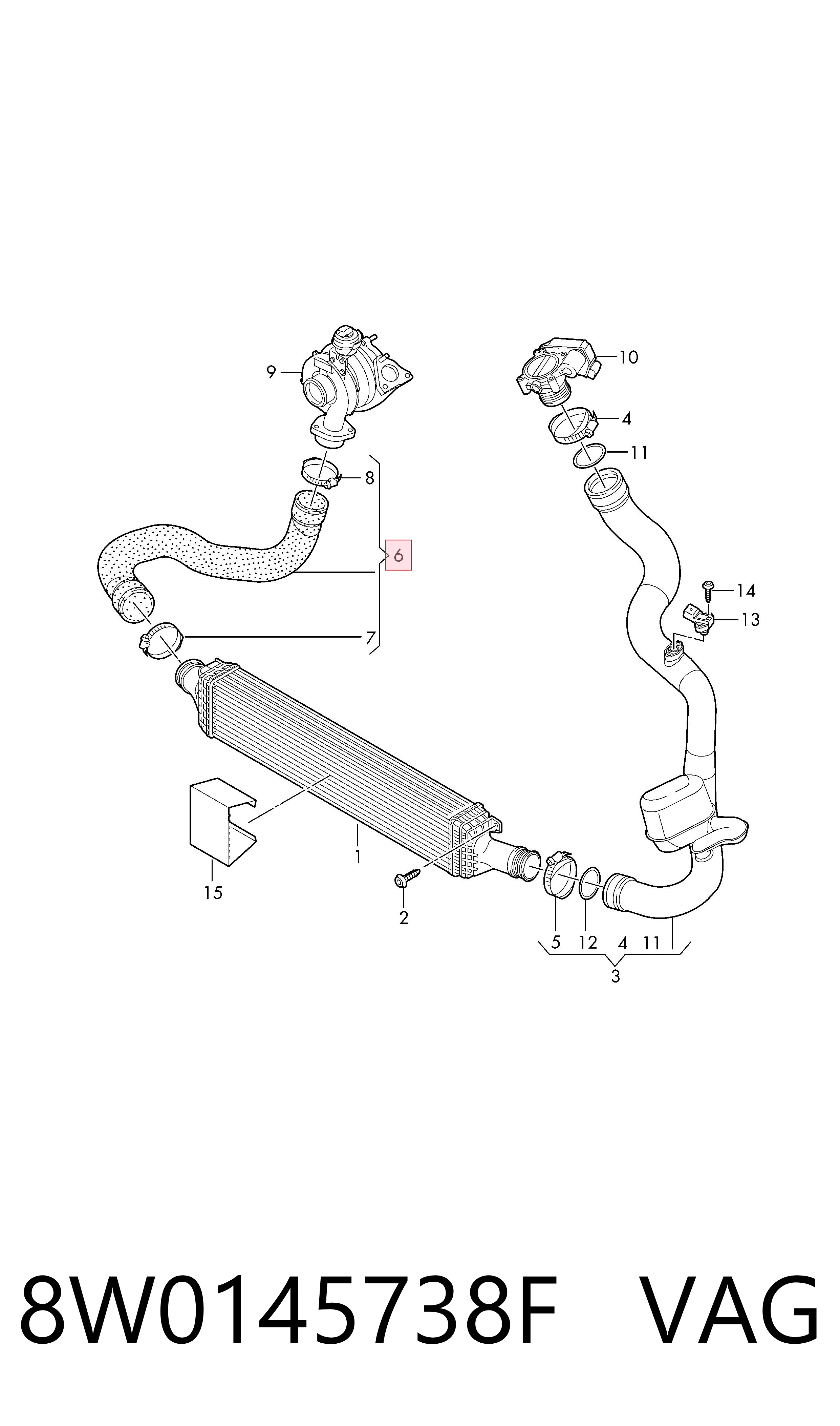 8W0145738F VAG Przewód (króciec) intercoolera