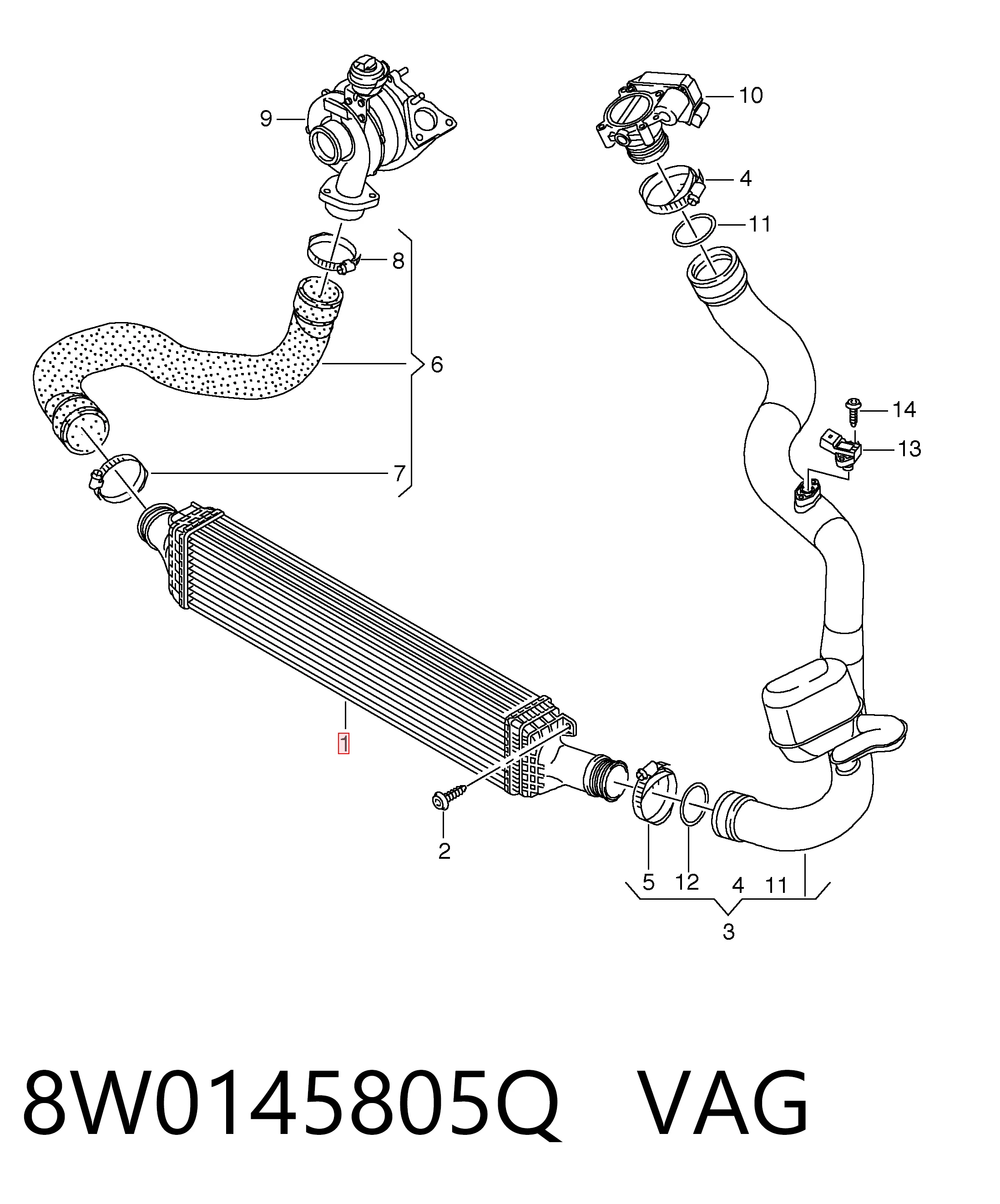 8W0145805Q VAG Chłodnica intercoolera