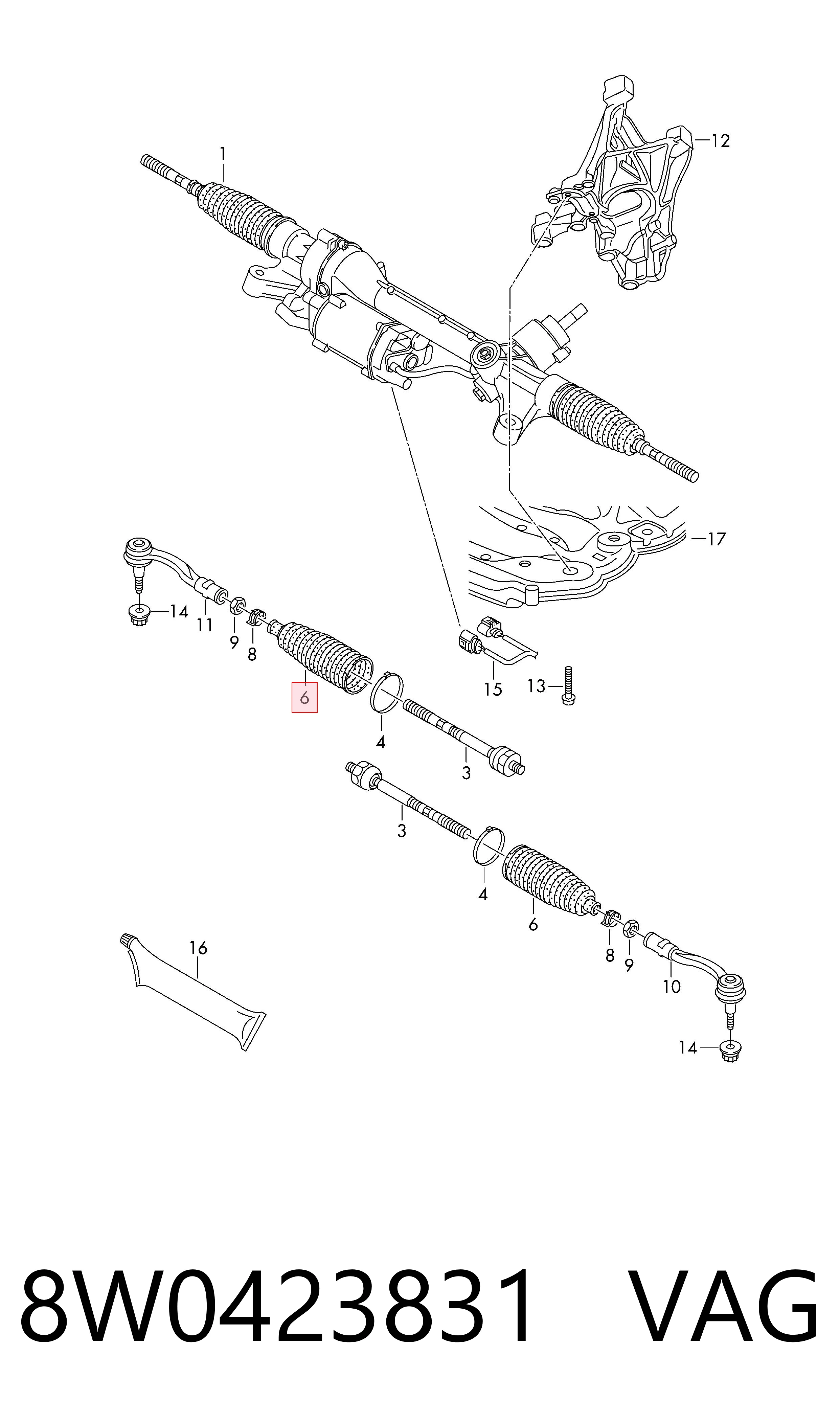 8W0423831 VAG Osłona mechanizmu kierowniczego (maglownicy)