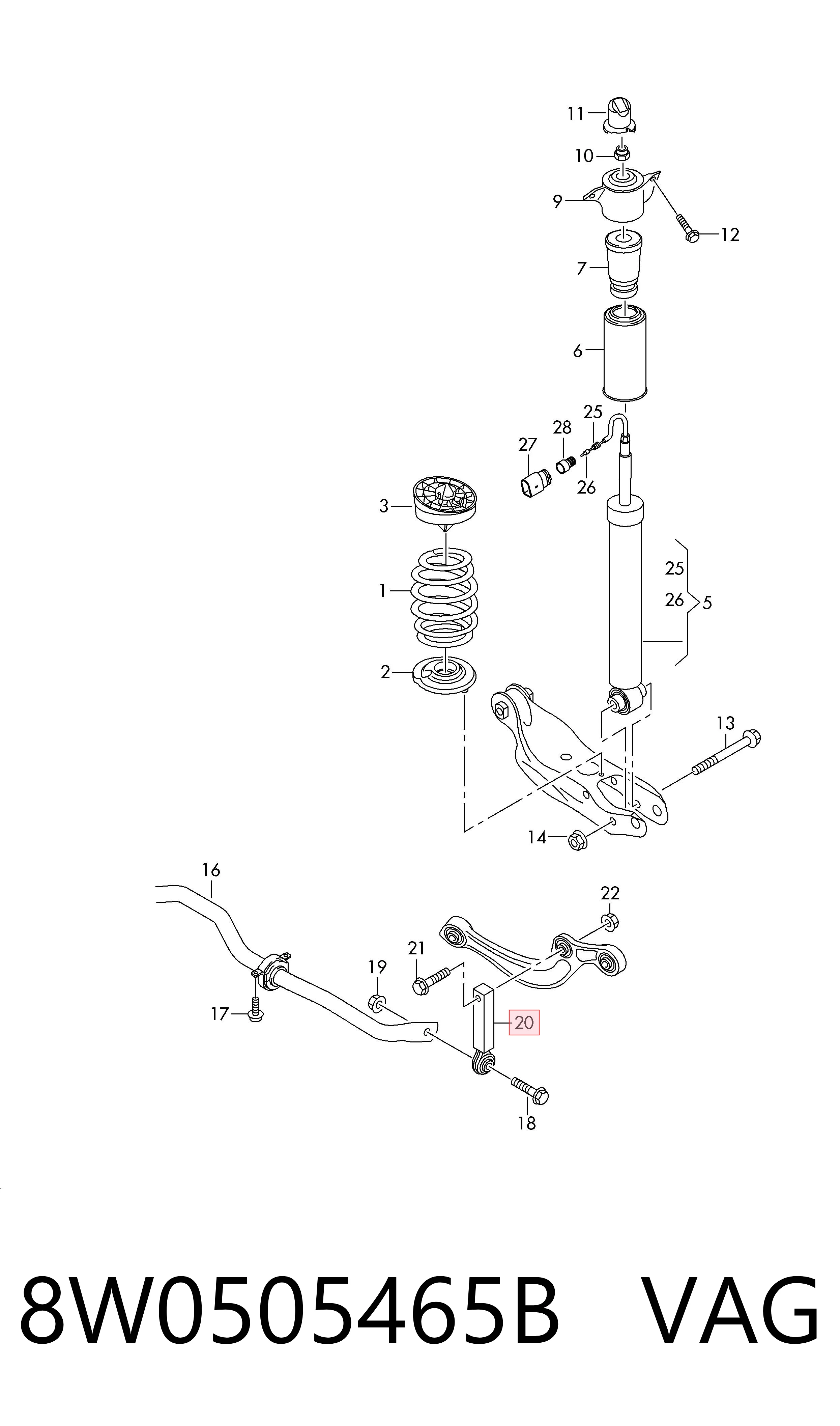 8W0505465B VAG Łącznik stabilizatora tylnego