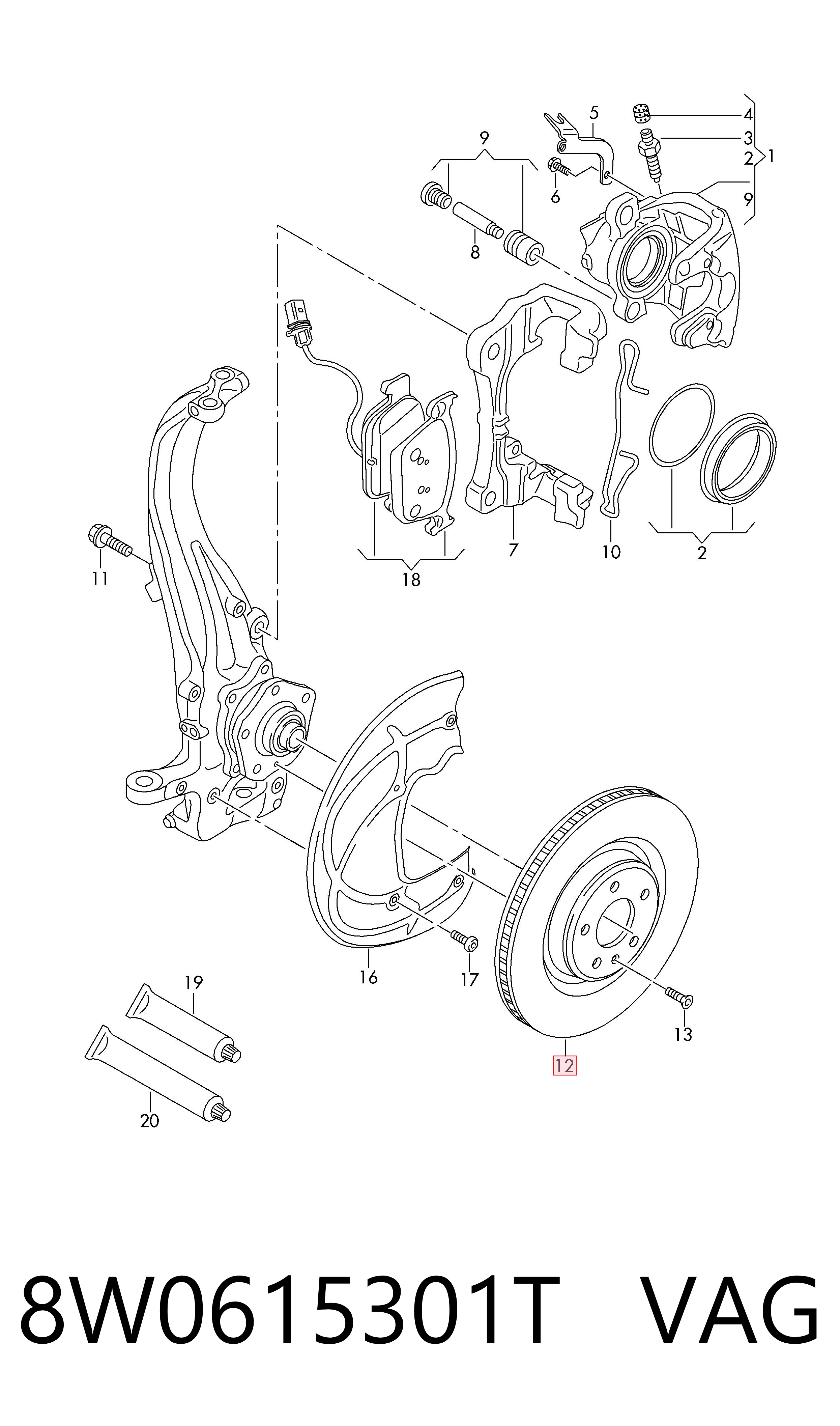 8W0615301T VAG Tarcza hamulcowa przednia