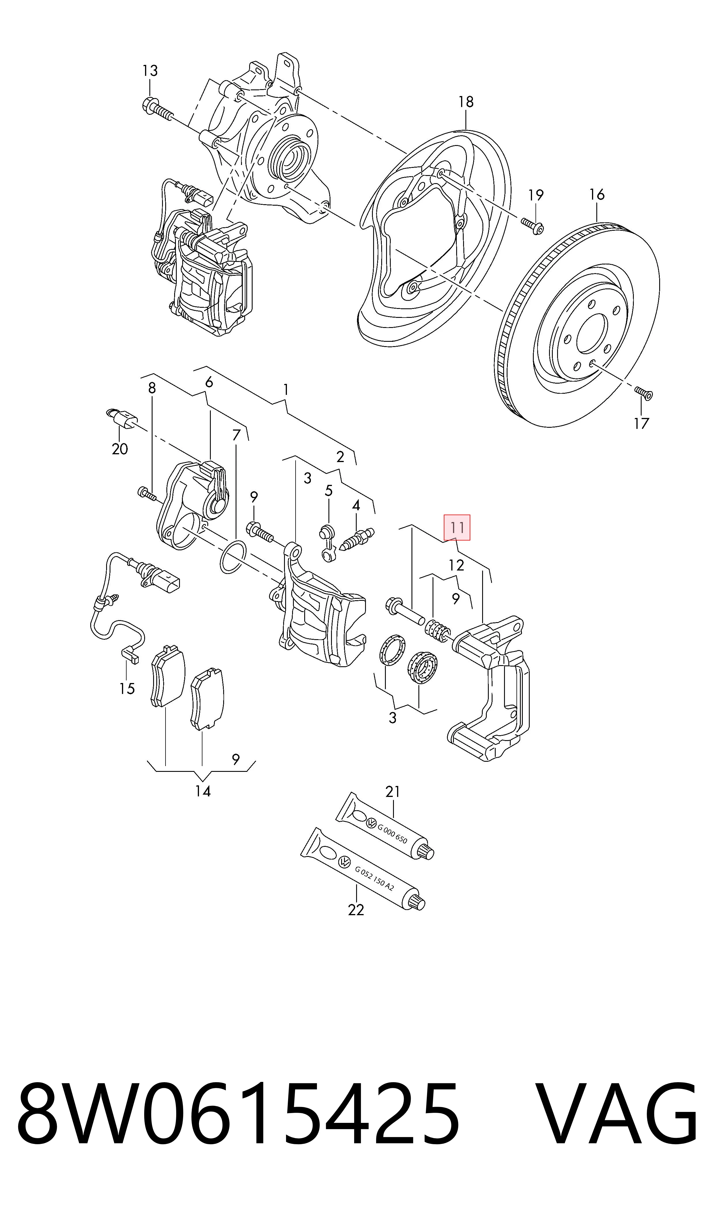 Jarzmo zacisku hamulcowego tylnego do Audi A5 F5A, F5F