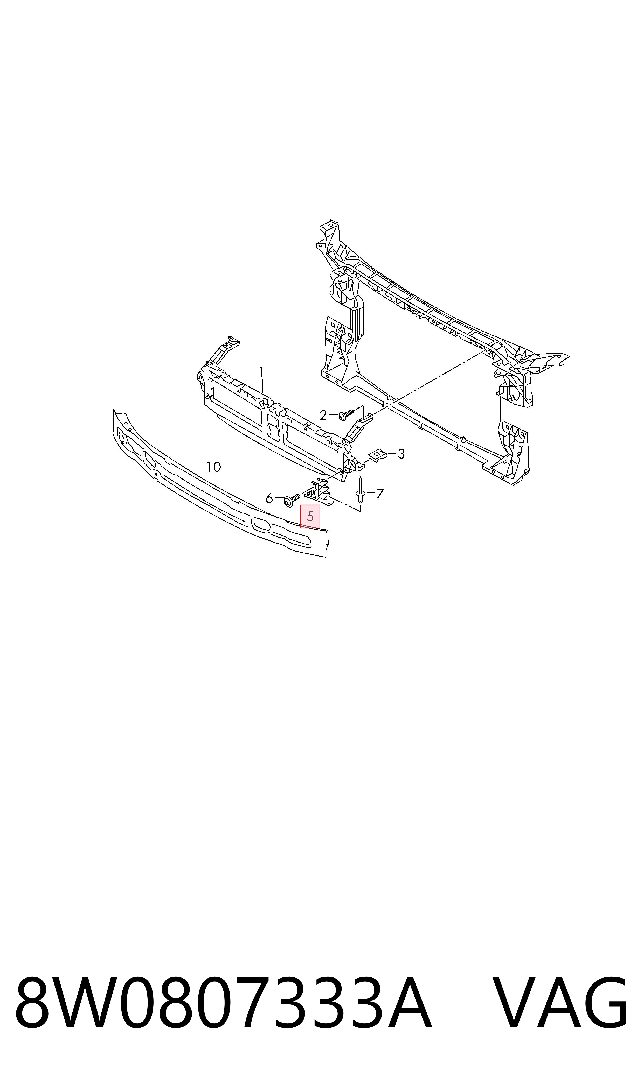 8W0807333A VAG Wspornik atrapy chłodnicy