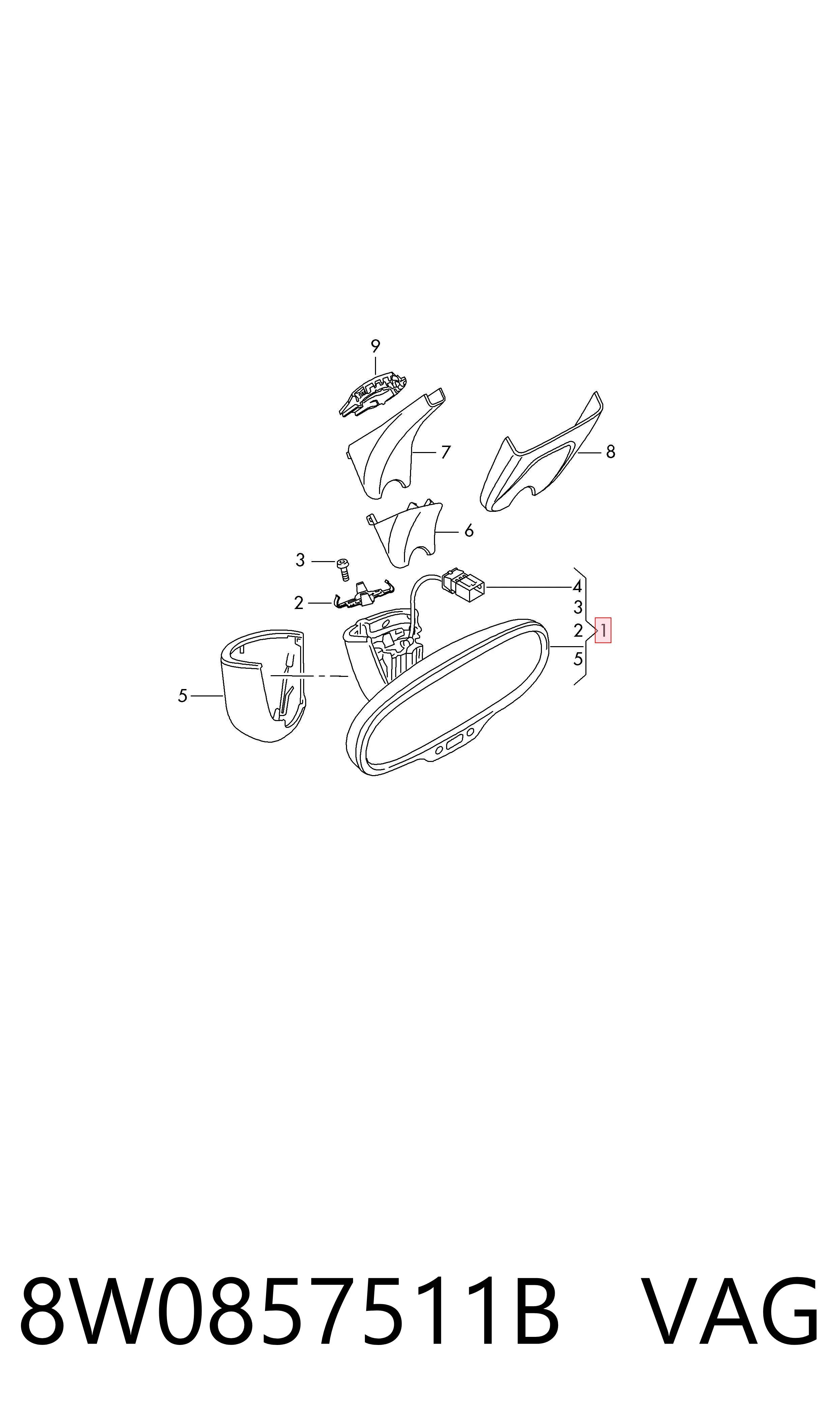 Lusterko wewnętrzne do Audi Q7  4MB, 4MG, 4MQ