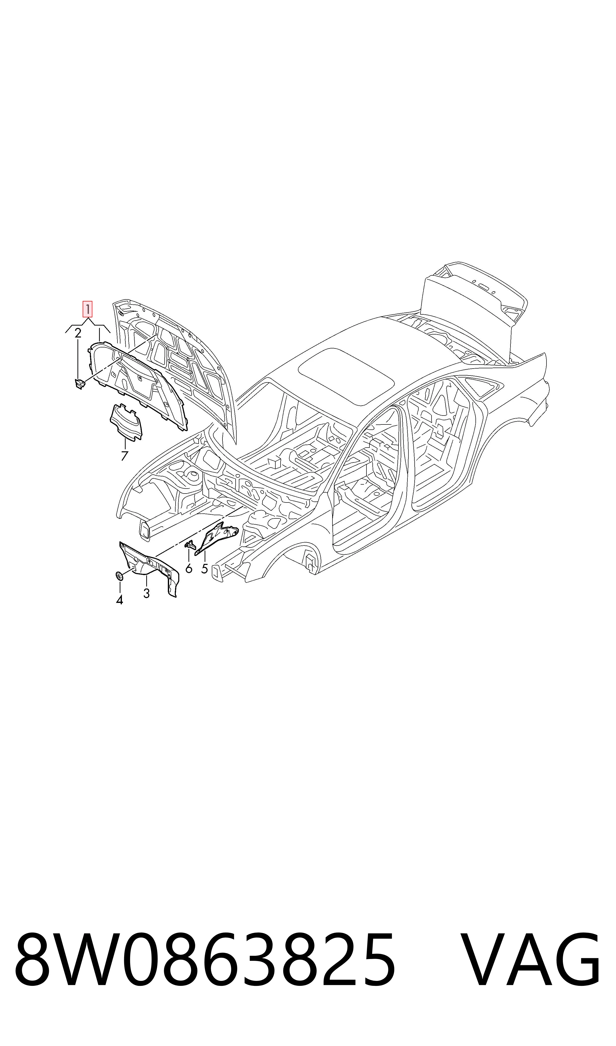  Wygluszenie maski Audi A4 