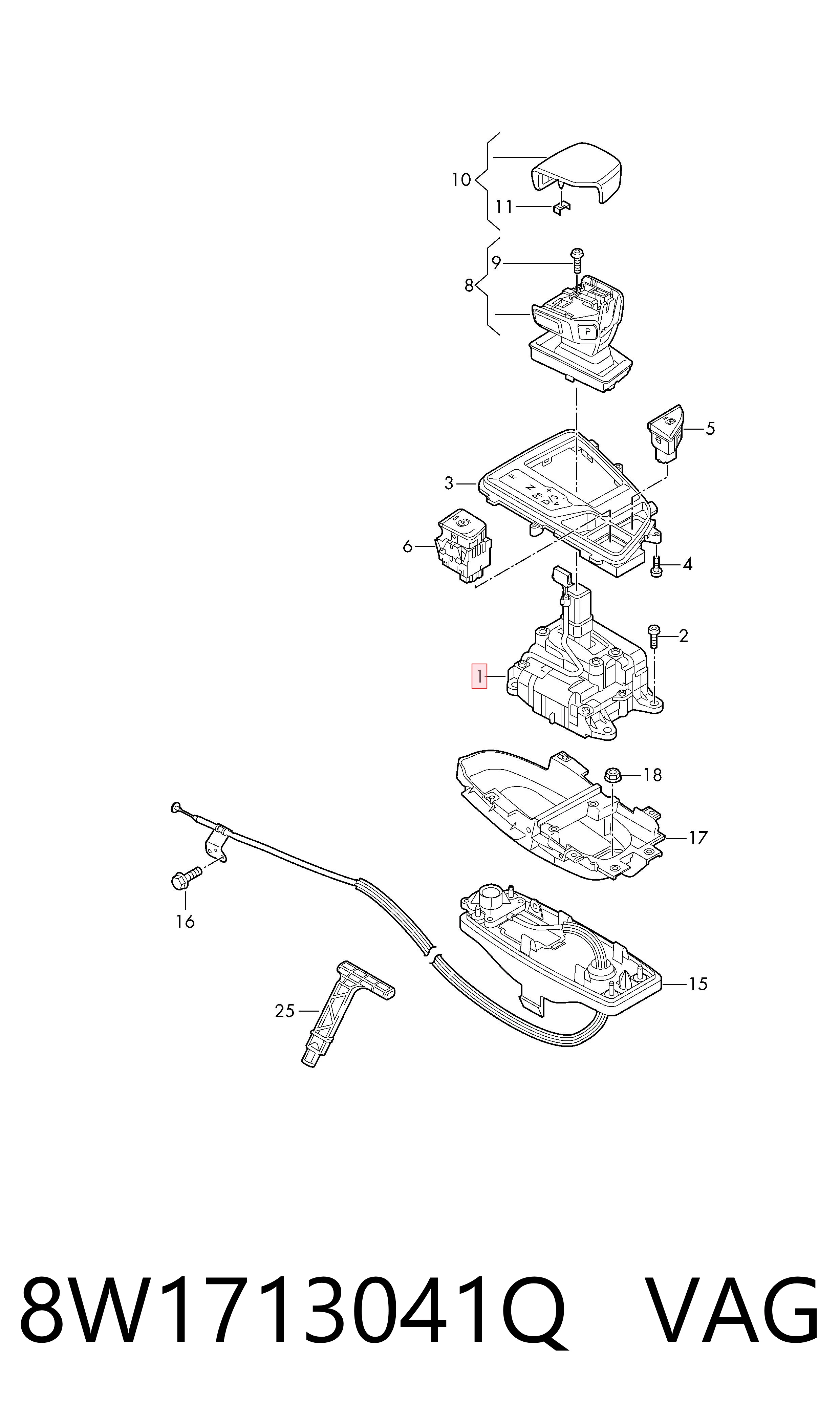 Mechanizm zmiany biegów (cięgno) VAG 8W1713041Q cena, od 214,52 USD