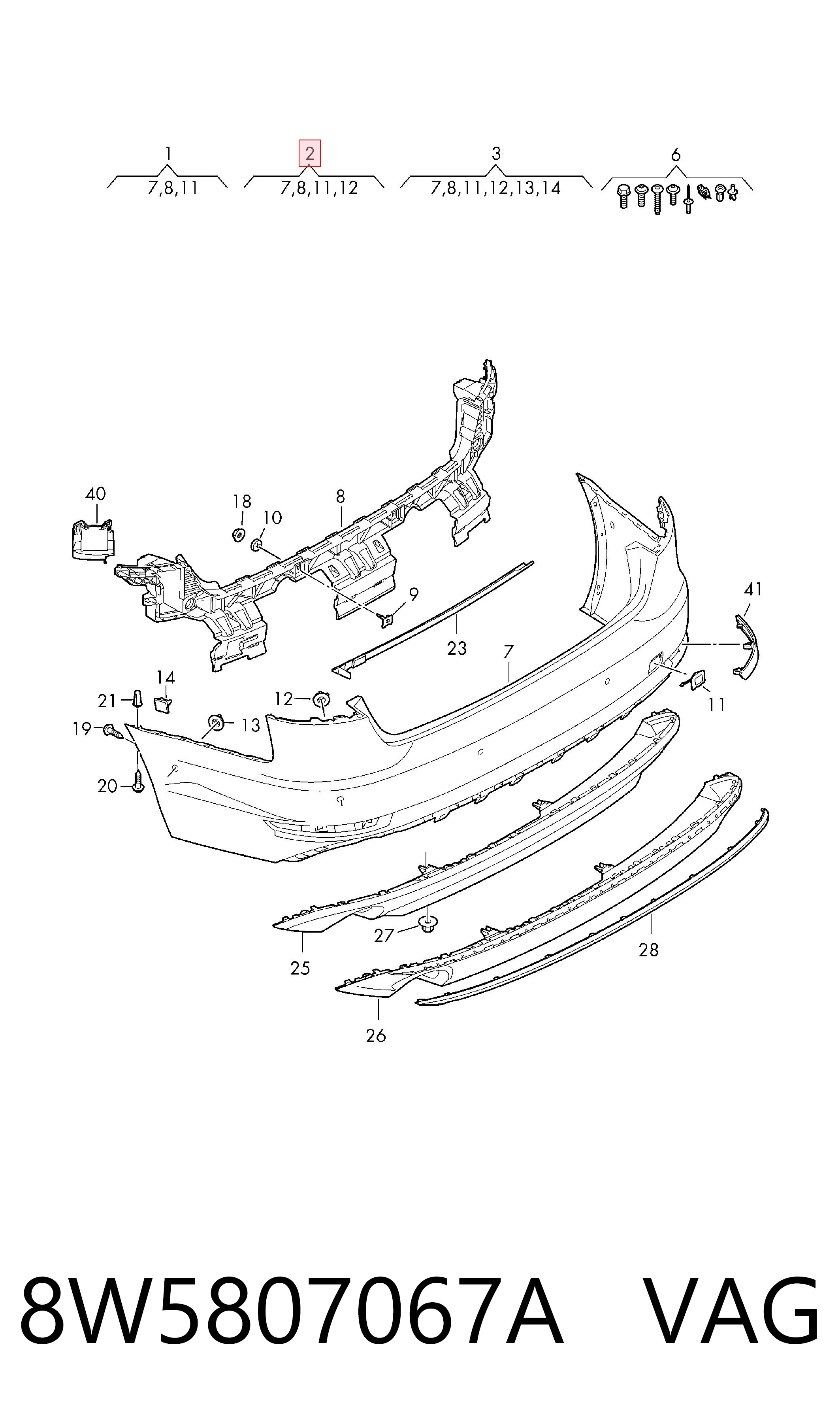 Zderzak tylny Audi A4 B9 sedana (8W2, 8WC) (2015 - 2026) cena, od 150,29 USD