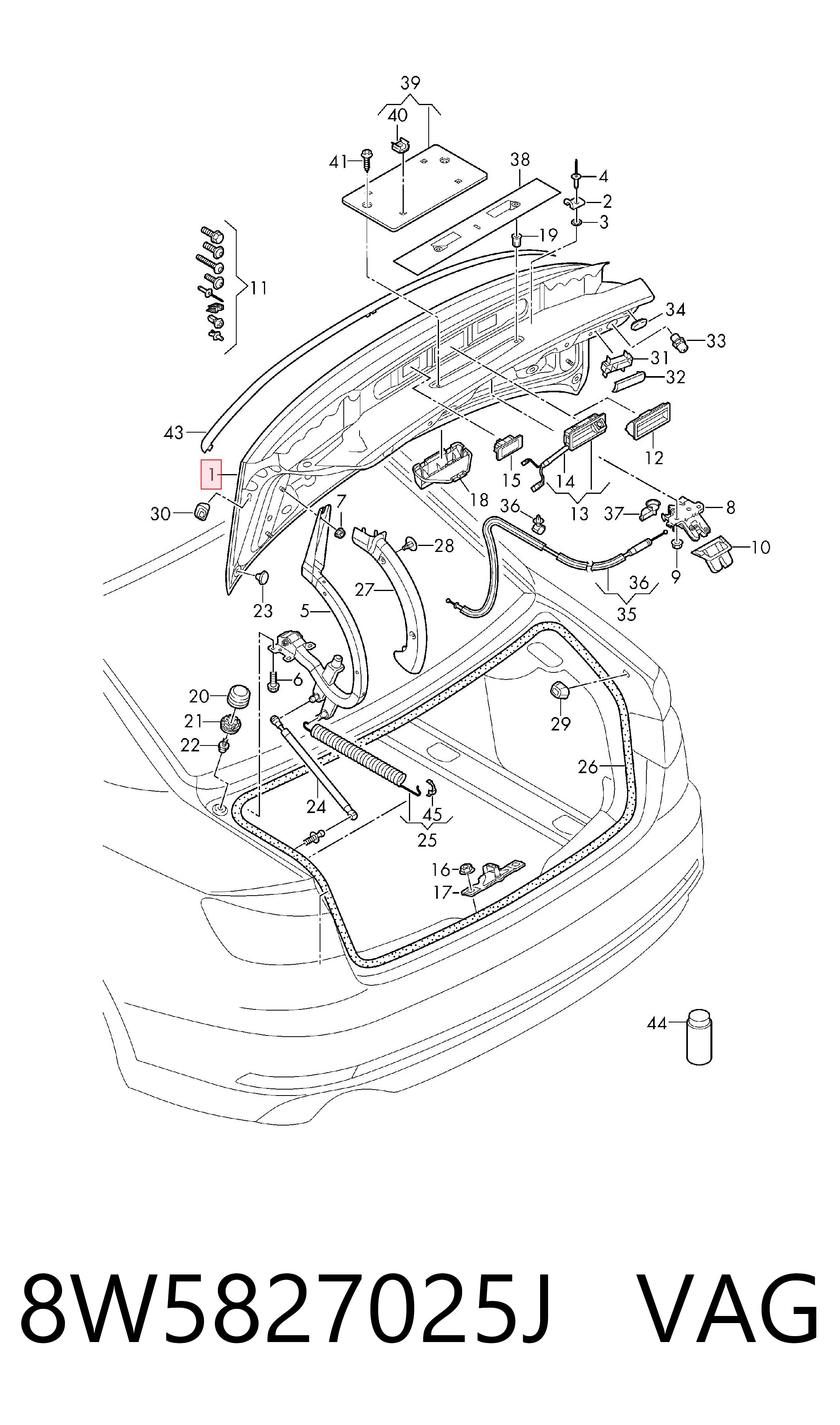Klapa bagażnika do Audi A4 B9 8W2, 8WC