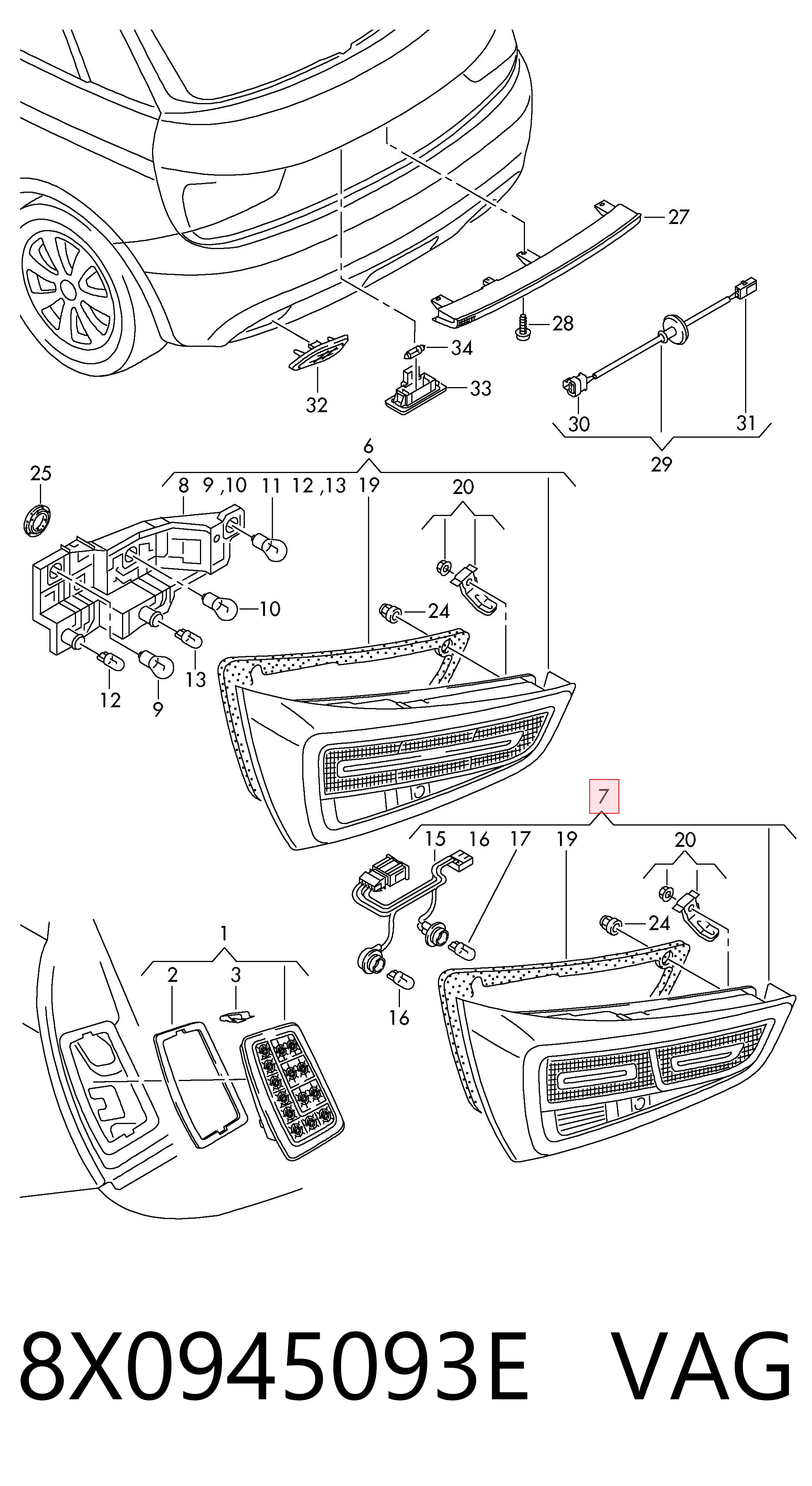 Lampa zespolona tylna lewa 130087E Polcar