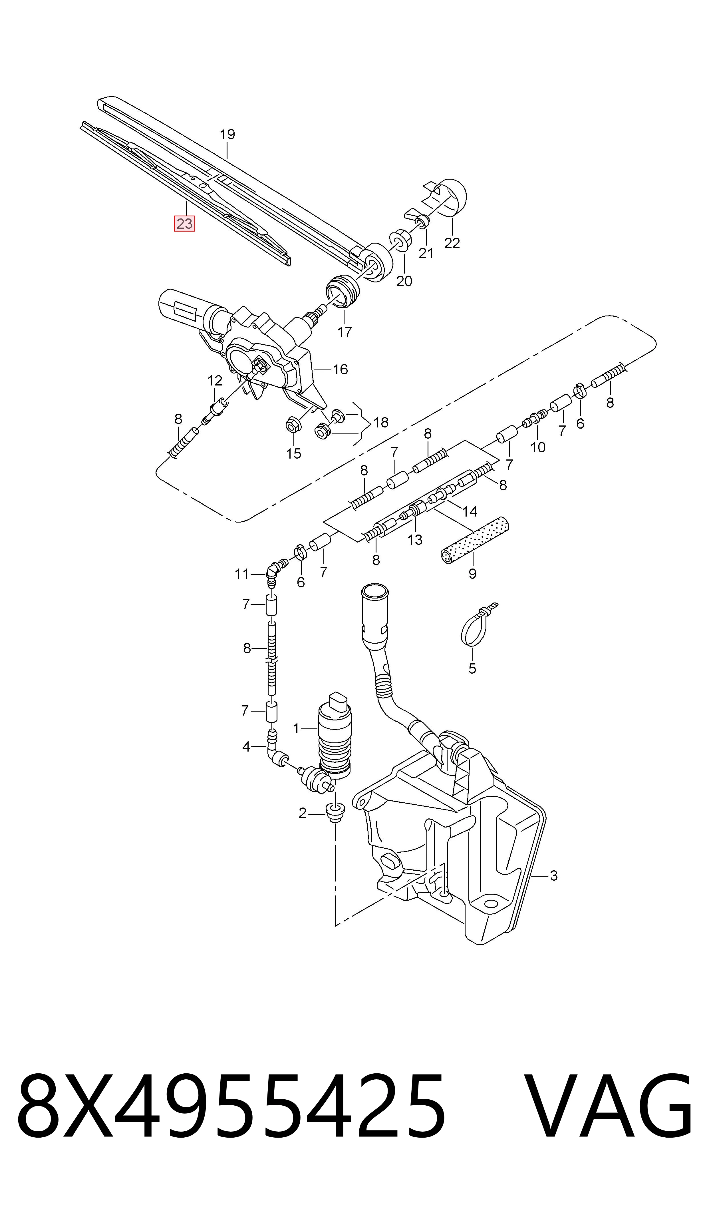 Pióro wycieraczki szyby tylnej VAG 8X4955425 cena, od 13,86 USD