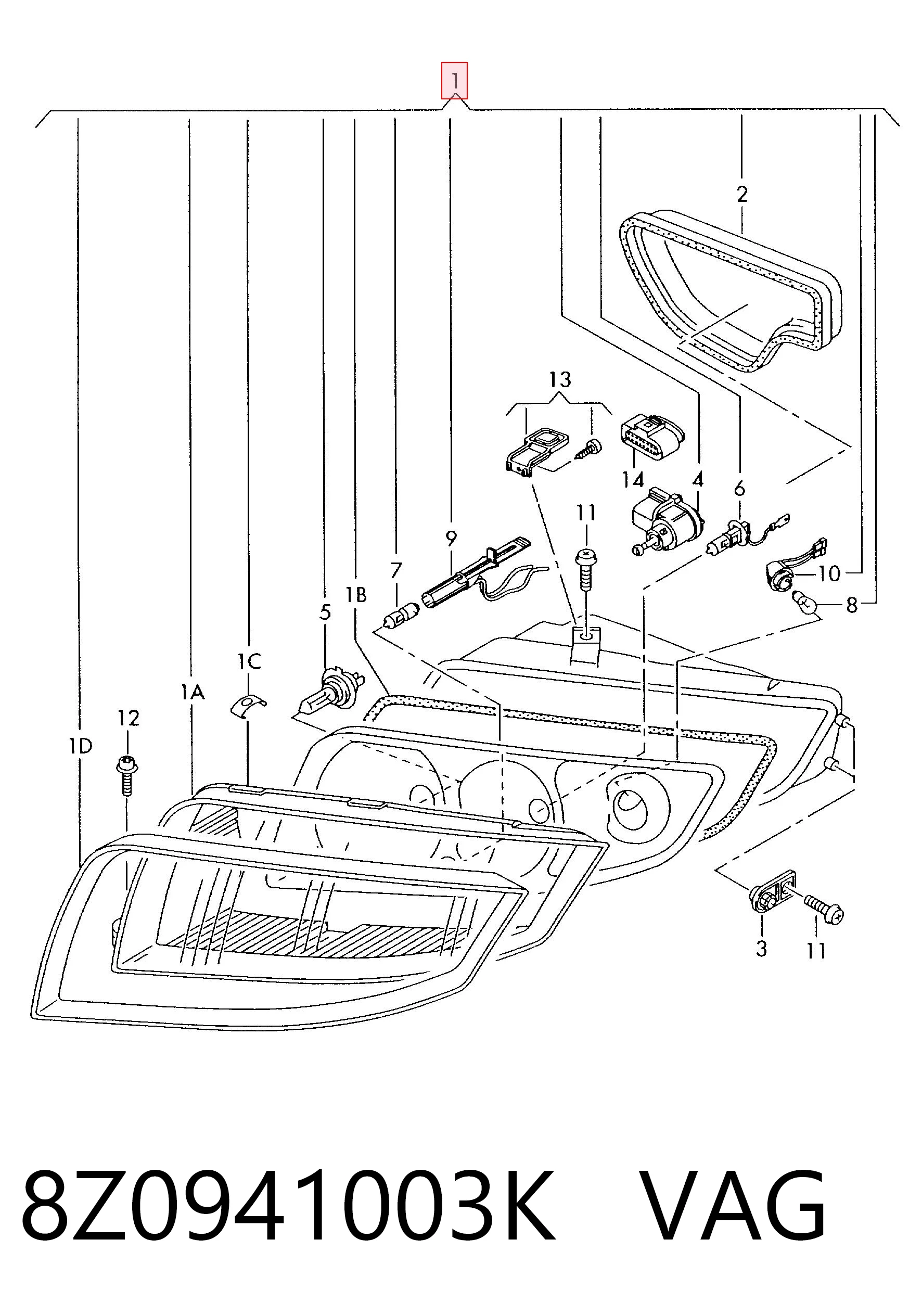 Reflektor lewy Audi A2 hatchback (8Z0) (2000 - 2005) cena, od 153,96 USD