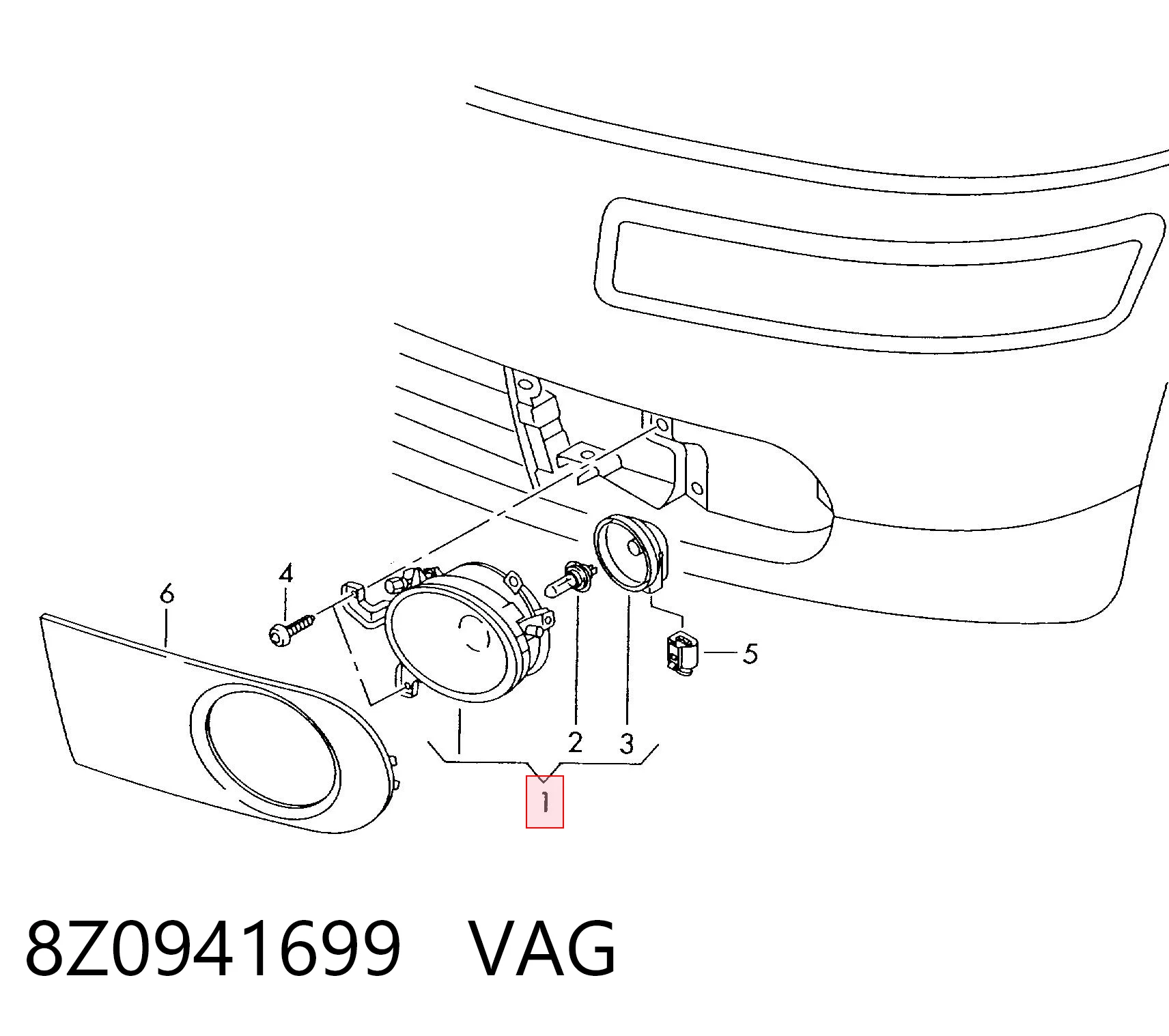 Lampa przeciwmgielna lewa Audi A2 hatchback (8Z0) (2000 - 2005) cena, od 53,88 USD