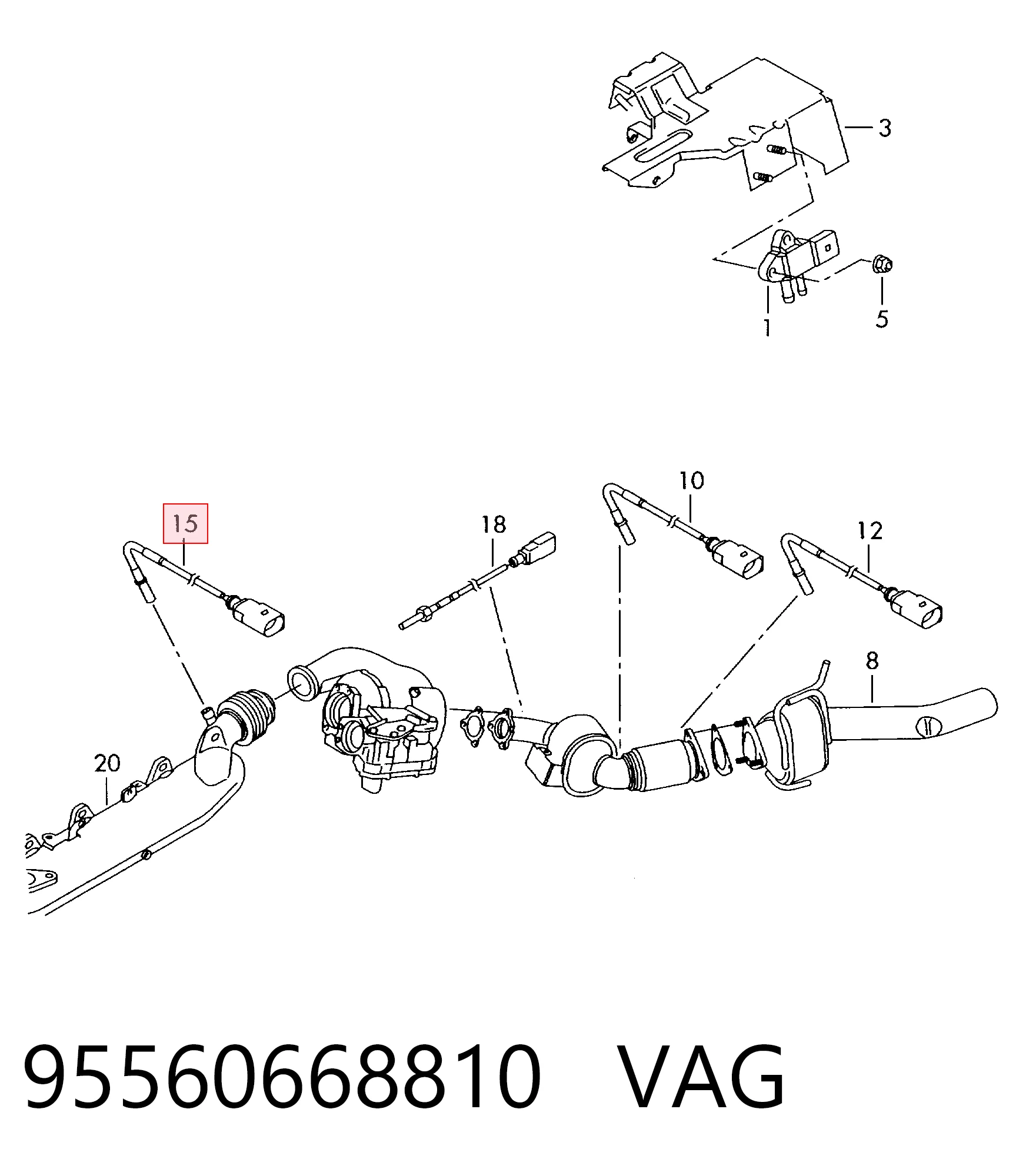 95560668810 VAG Czujnik temperatury spalin, przed turbiną