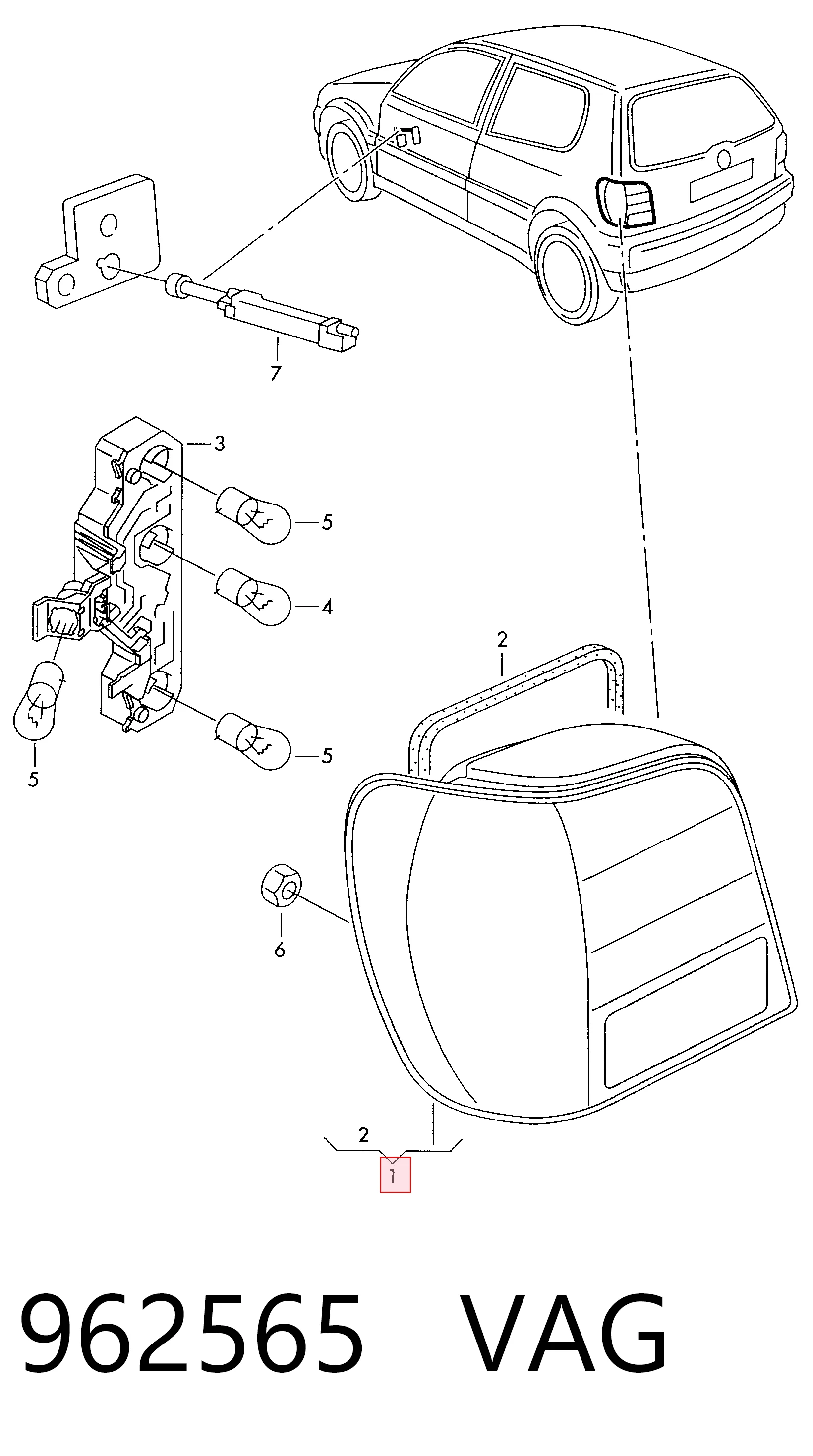 Lampa zespolona tylna lewa do Volkswagen Polo III 6N1