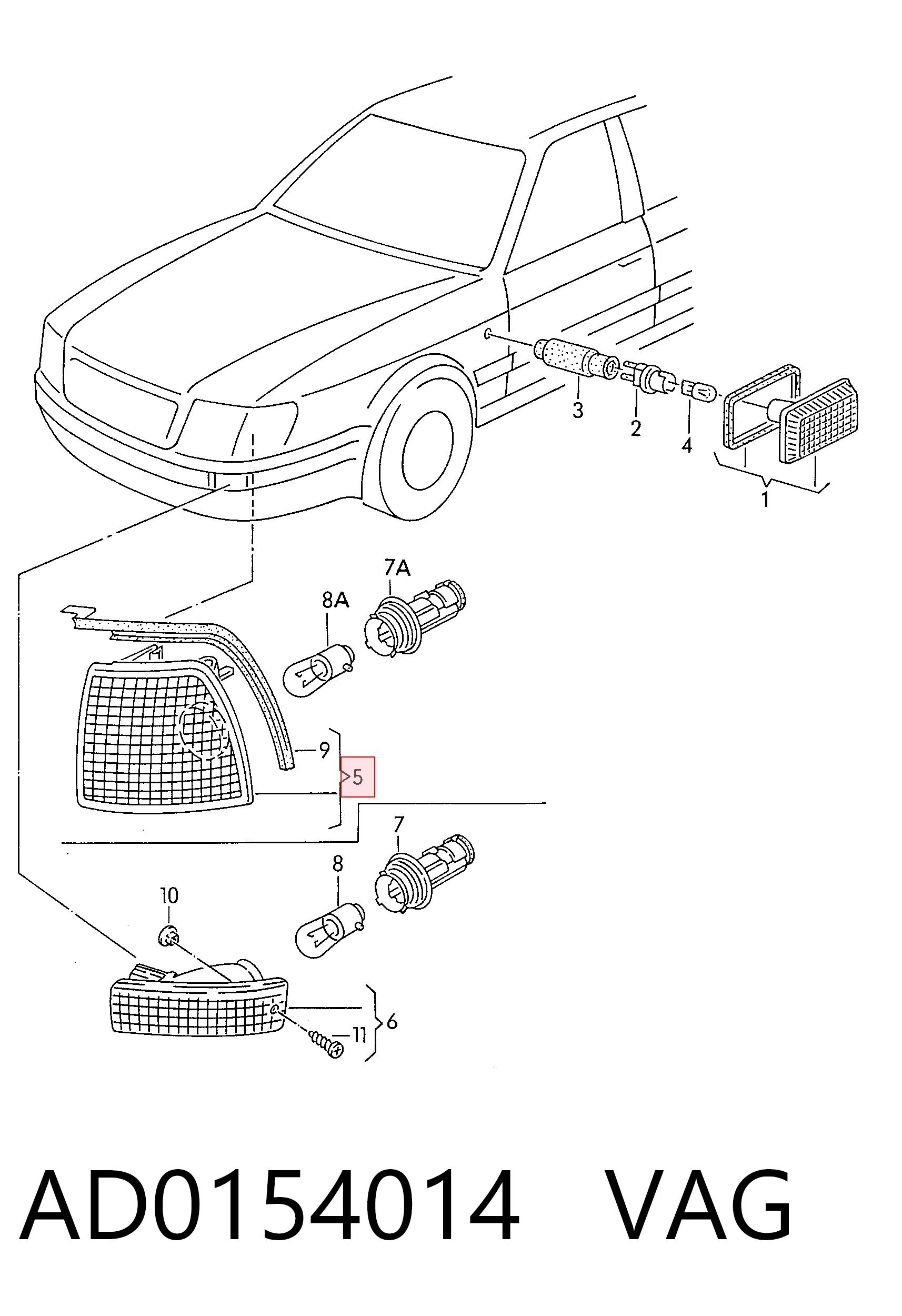 Kierunkowskaz lewy Audi 80 B3 sedana (89, 89Q, 8A) (1986 - 1991) cena, od 15,79 USD