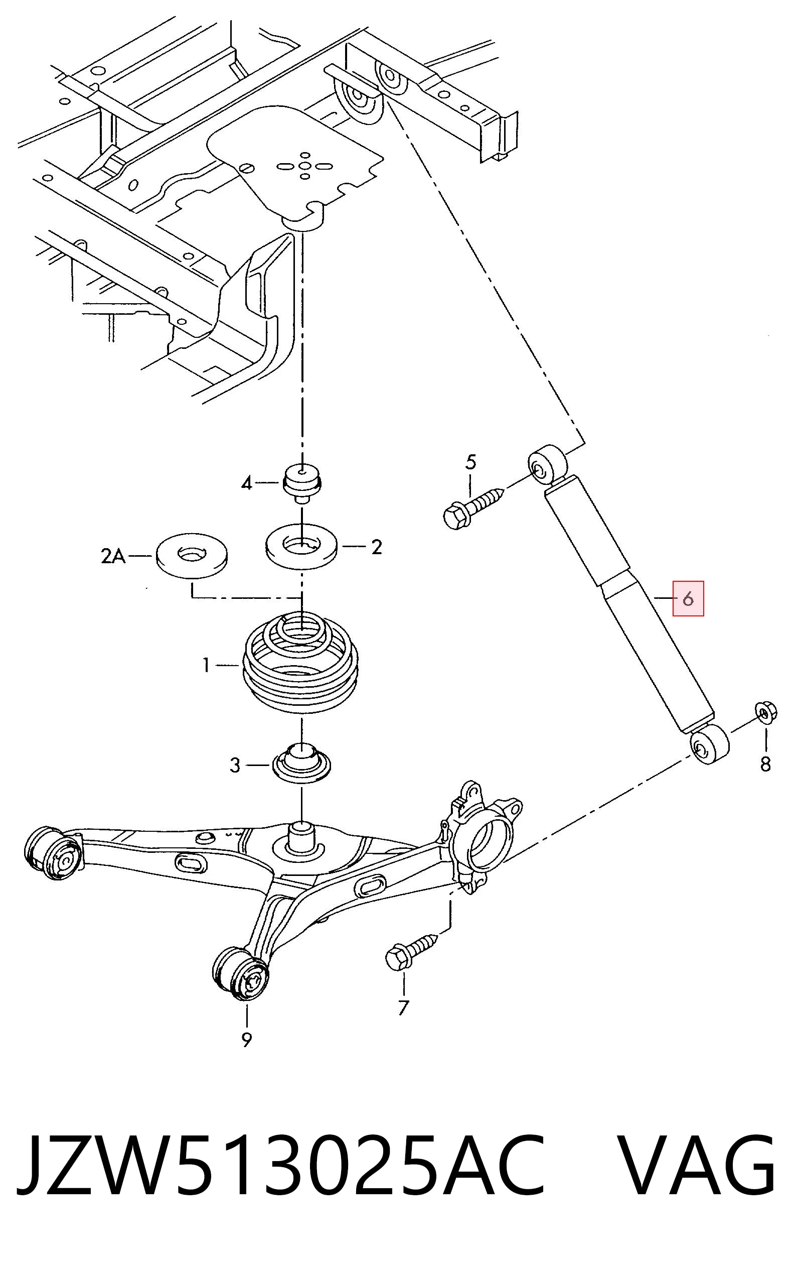 JZW513025AC VAG Amortyzator tylny