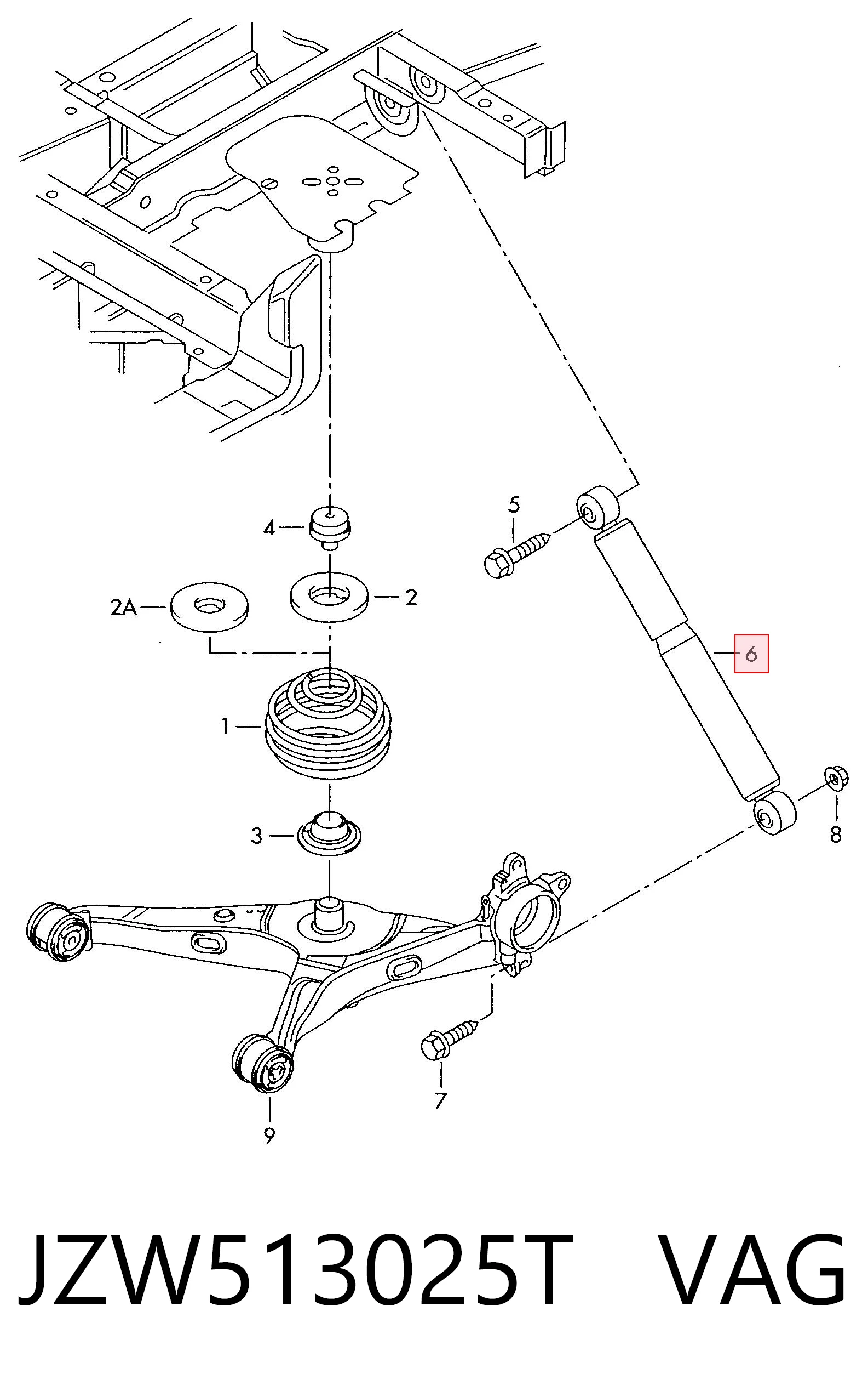 Amortyzator tylny VAG JZW513025T cena, od 32,93 USD