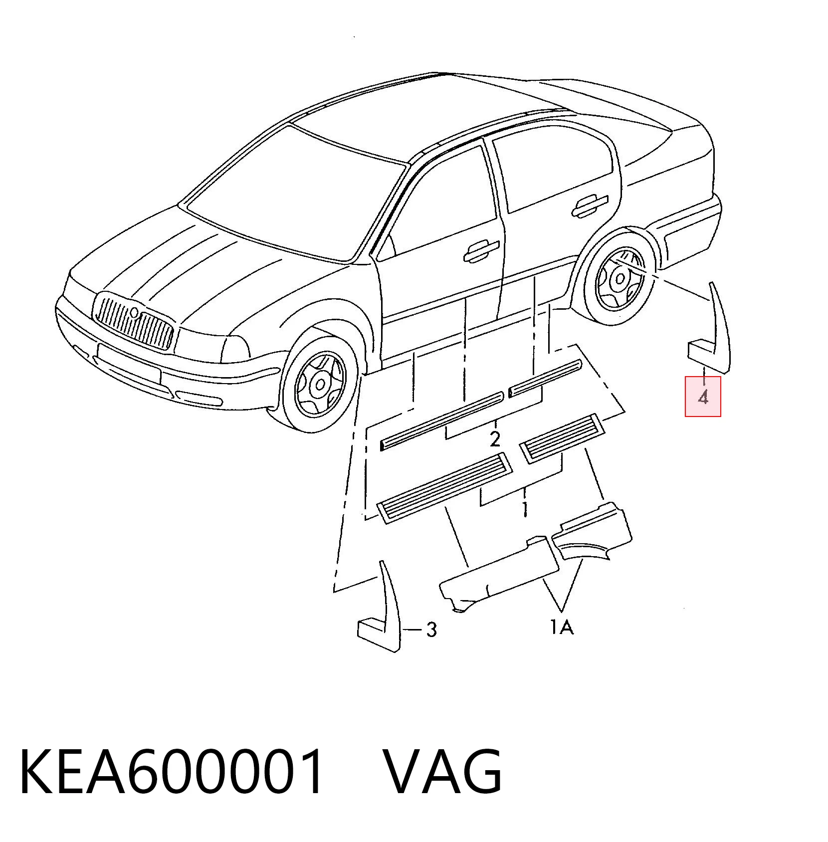 KEA600001 VAG Chlapacze tylne, komplet