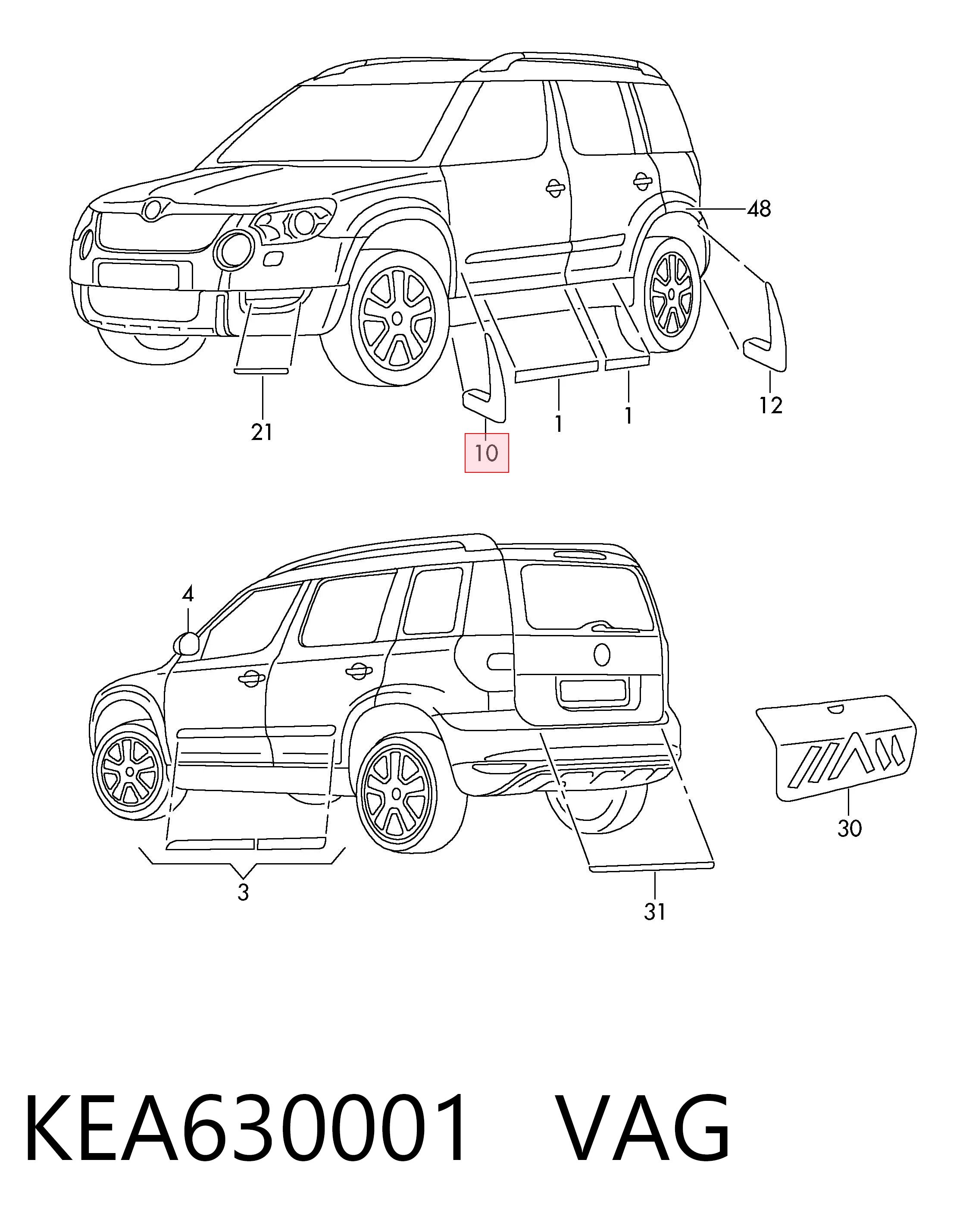 Chlapacze przednie, zestaw do Skoda Yeti  5L