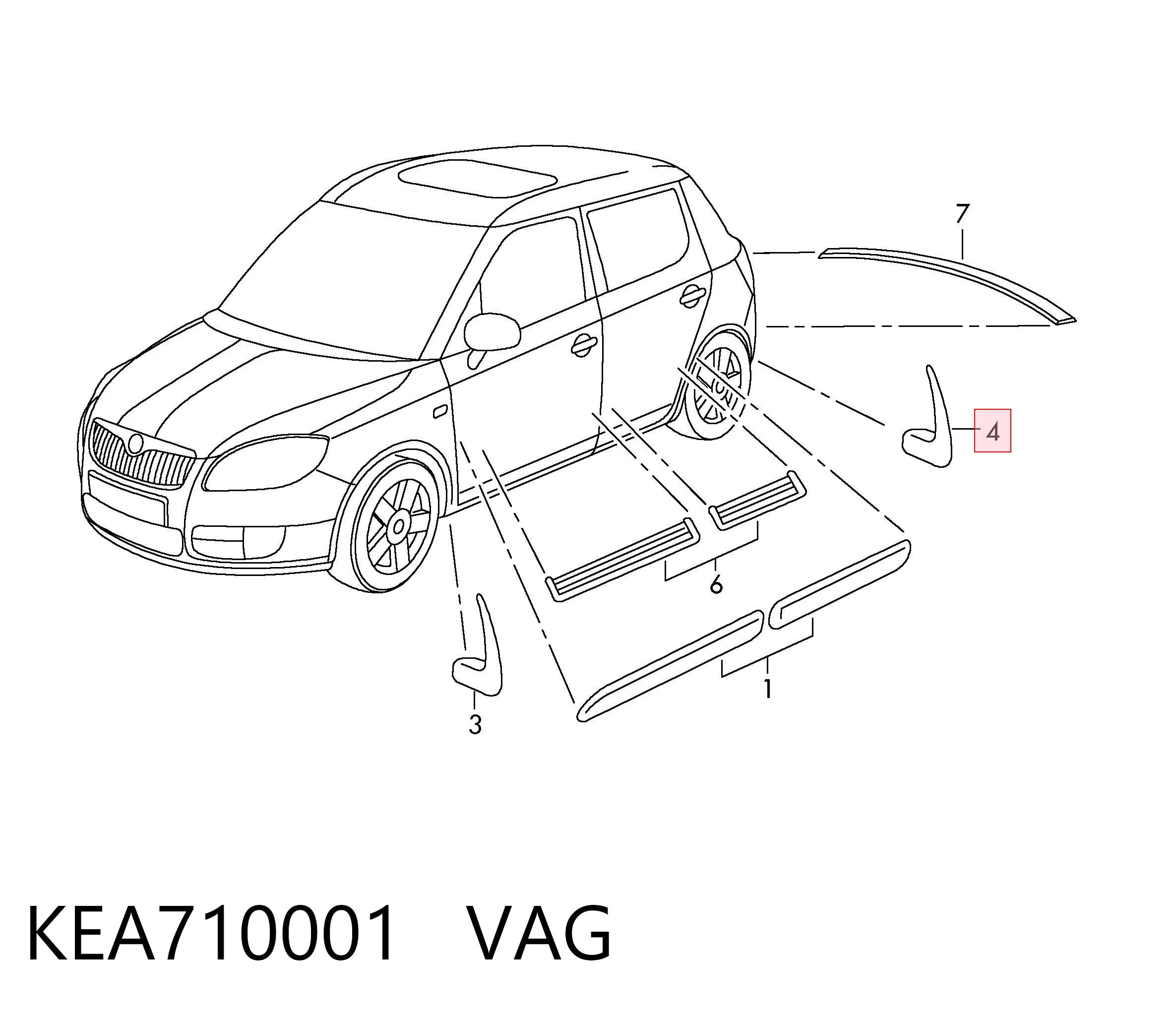 Chlapacze tylne, komplet do Skoda Fabia II 5J2, 542, 572, 582