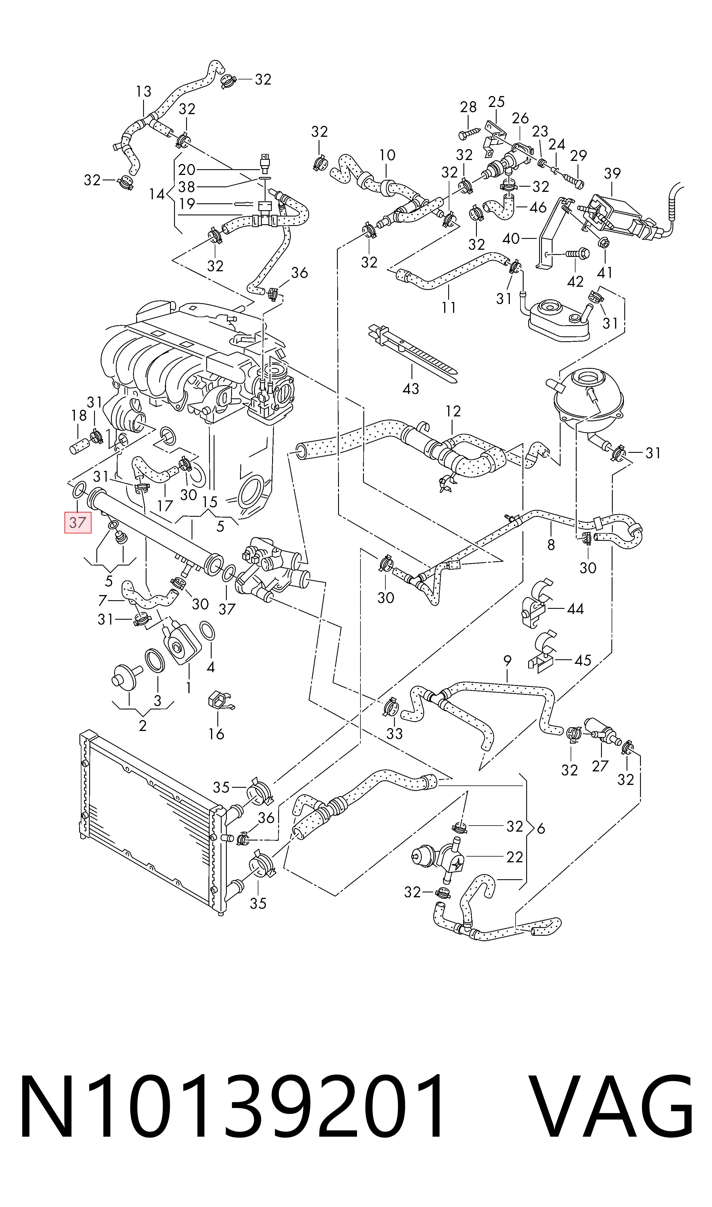 N10139201 VAG Uszczelka termostatu
