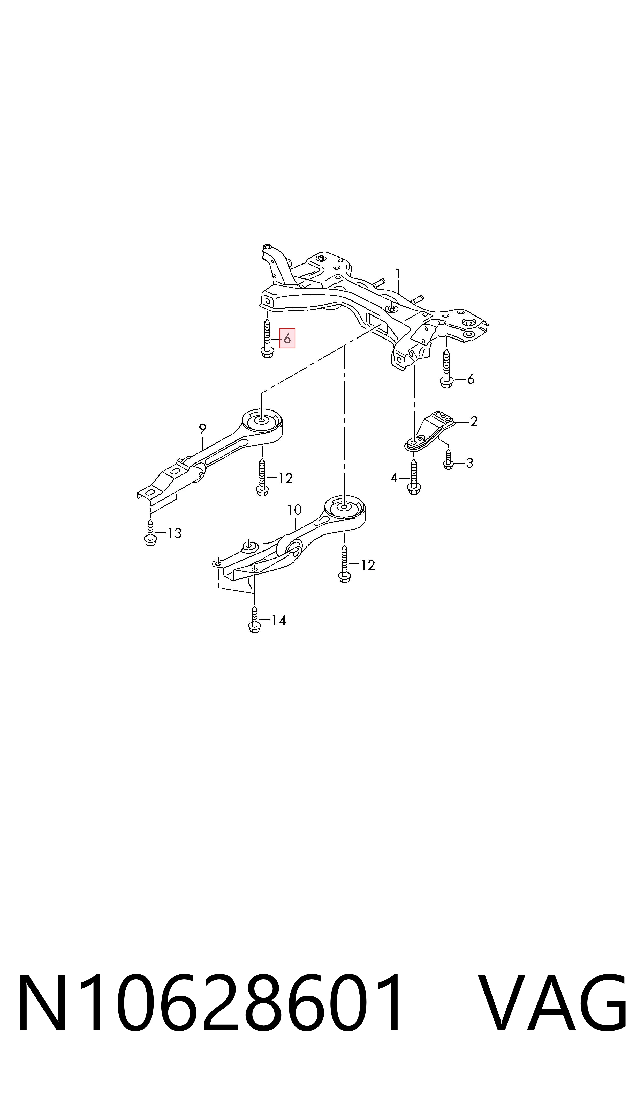 Śruba mocowania wahacza tylnej dolnej, zewnętrzna VAG N10628601 cena, od 5,79 USD