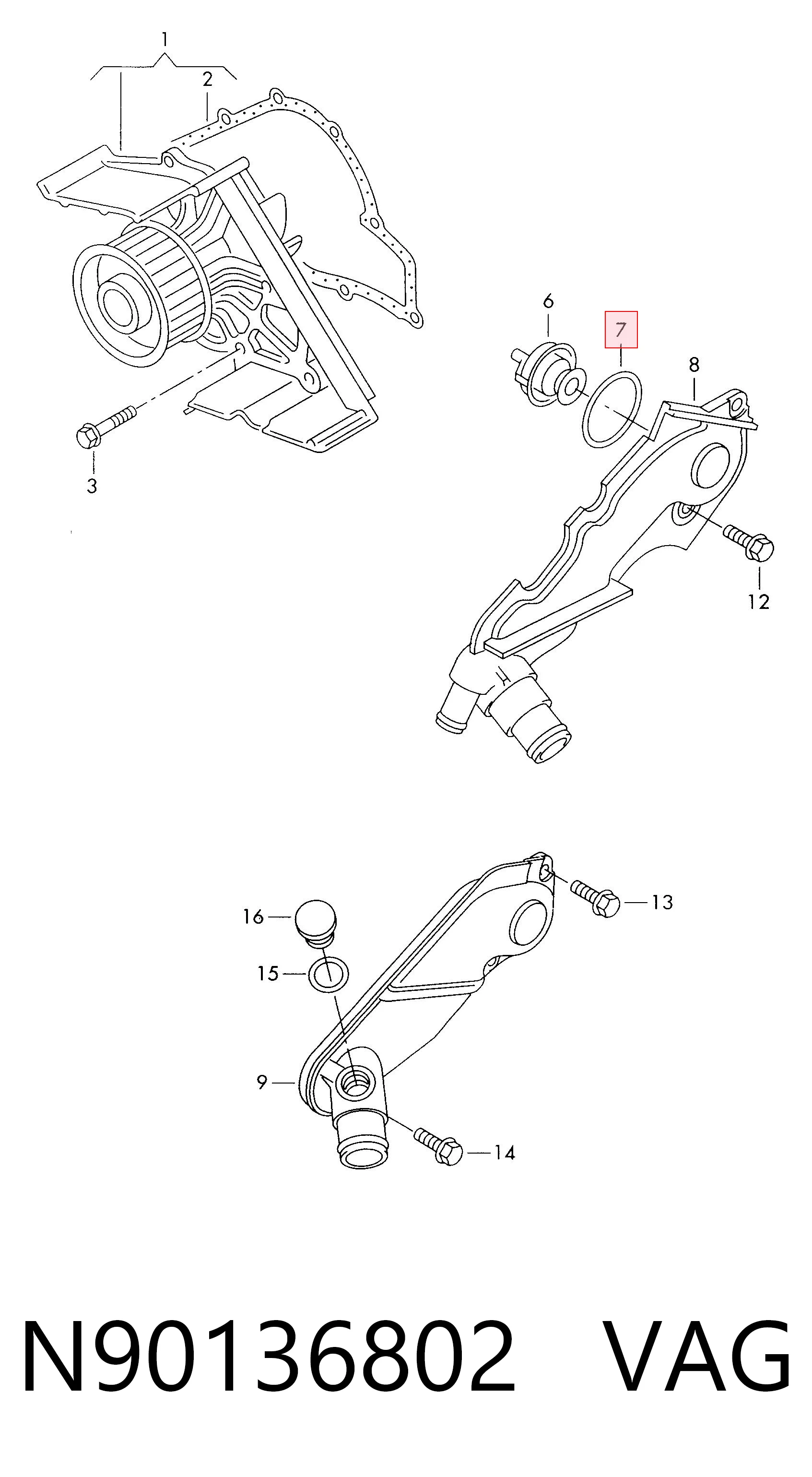 Uszczelka termostatu Volkswagen Passat B3, B4