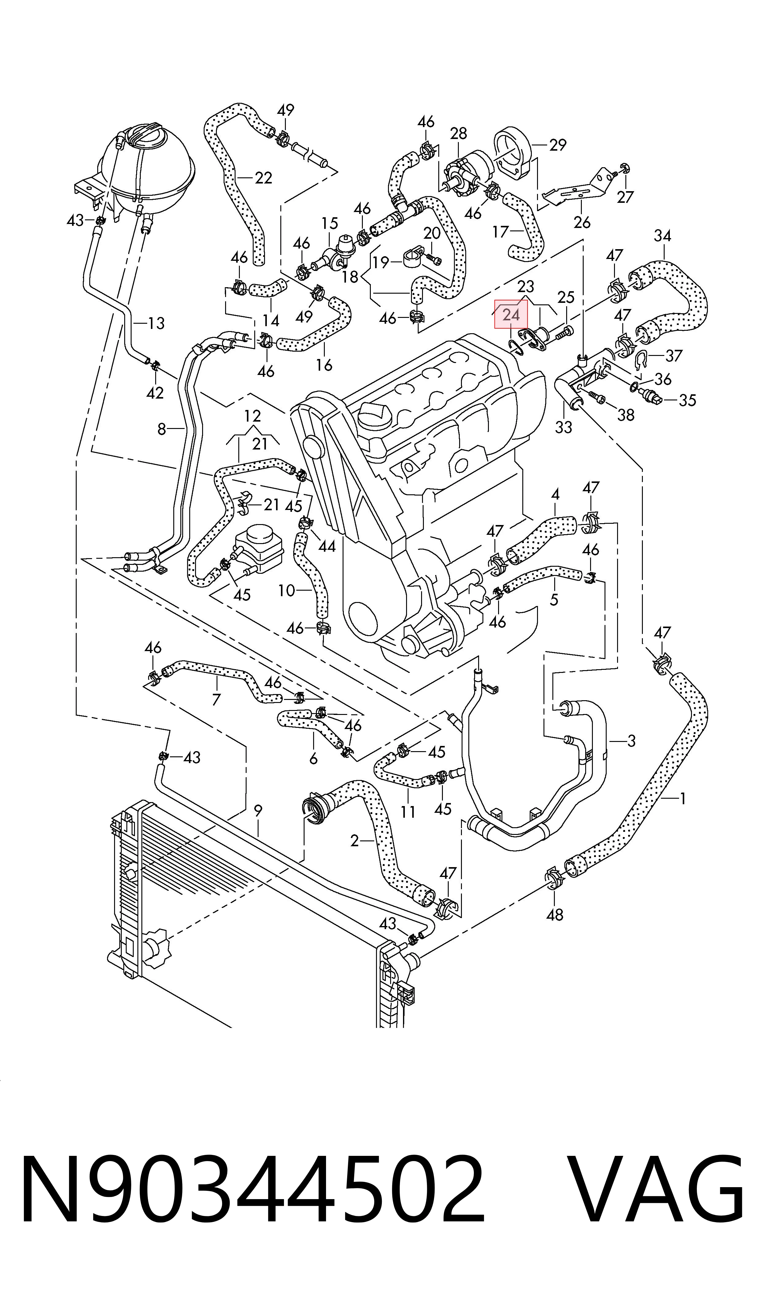 N90344502 VAG Uszczelka przedniej pokrywy głowicy cylindra