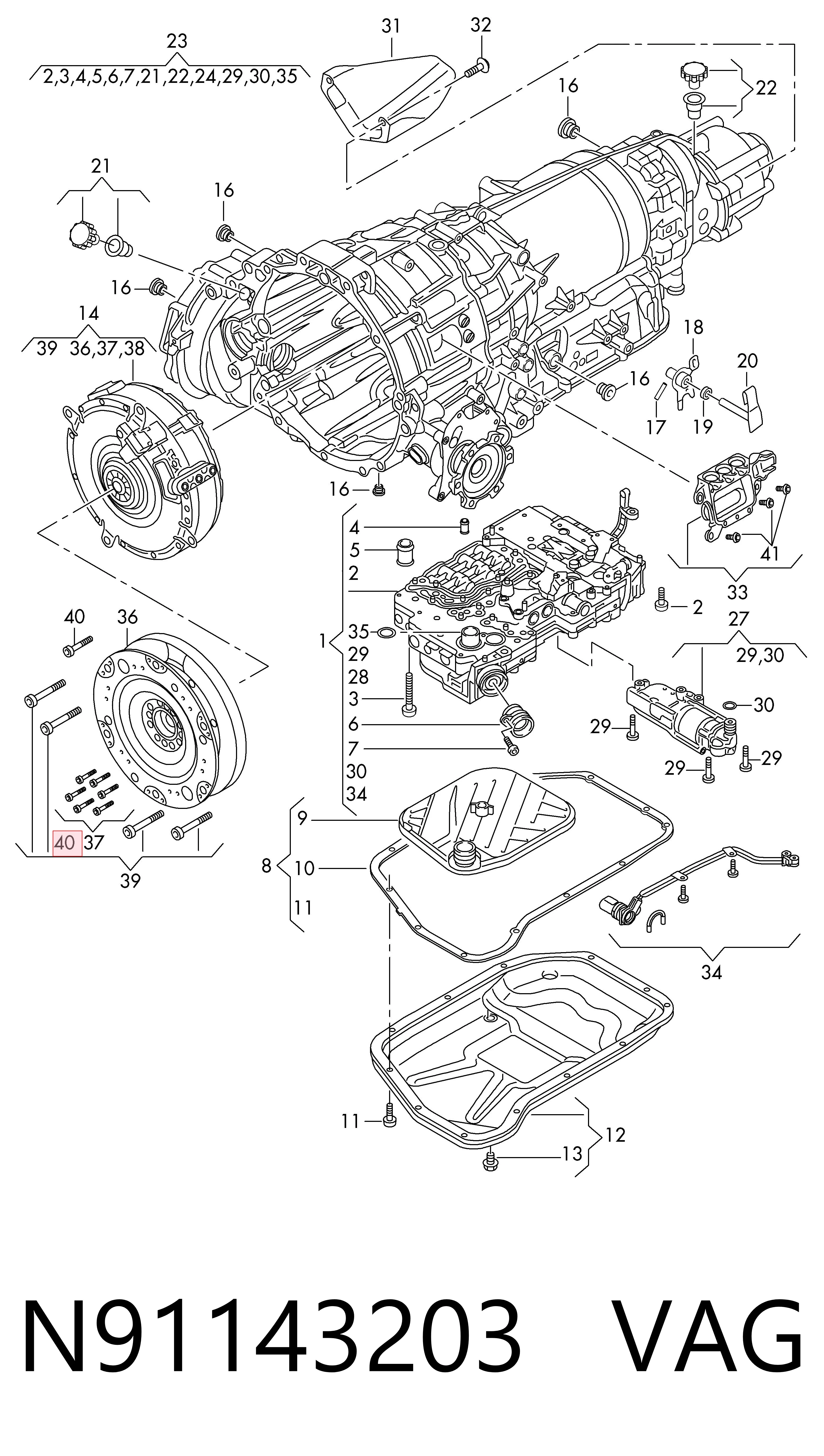 N91143203 VAG Śruba mocowania koła zamachowego