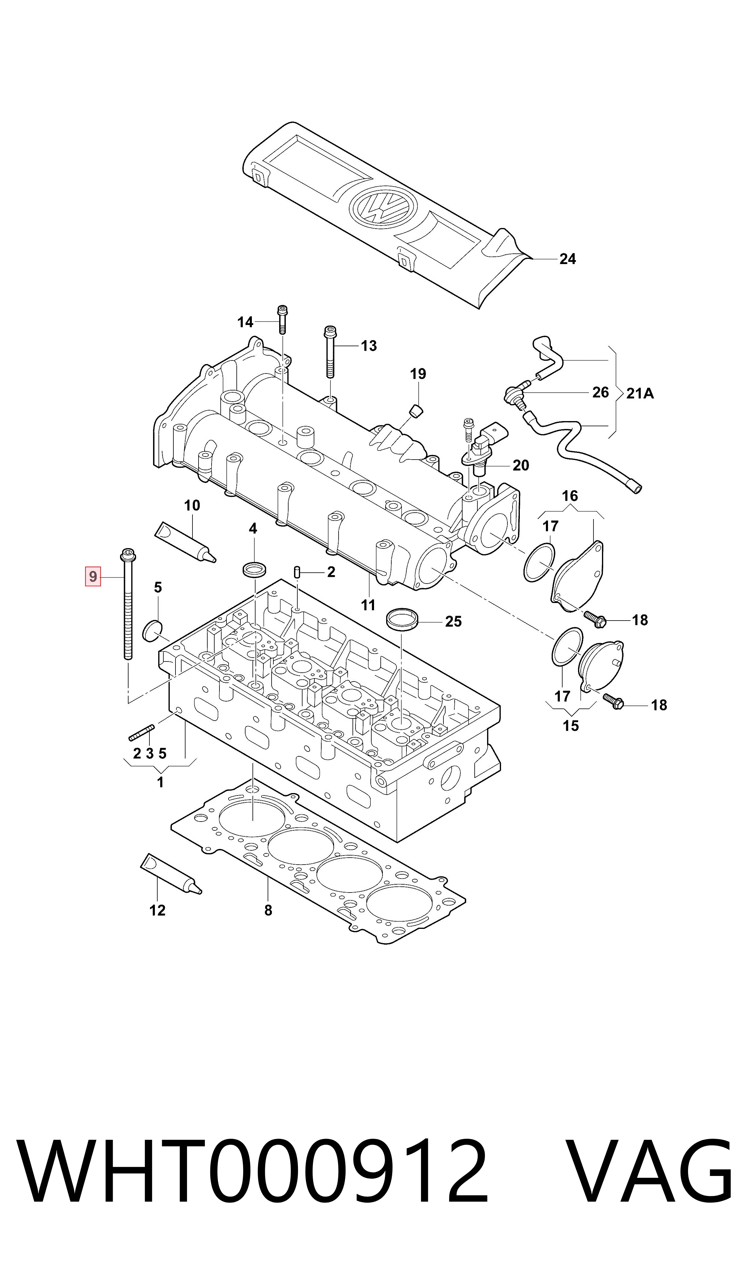 WHT000912 VAG Śruba głowicy cylindrów